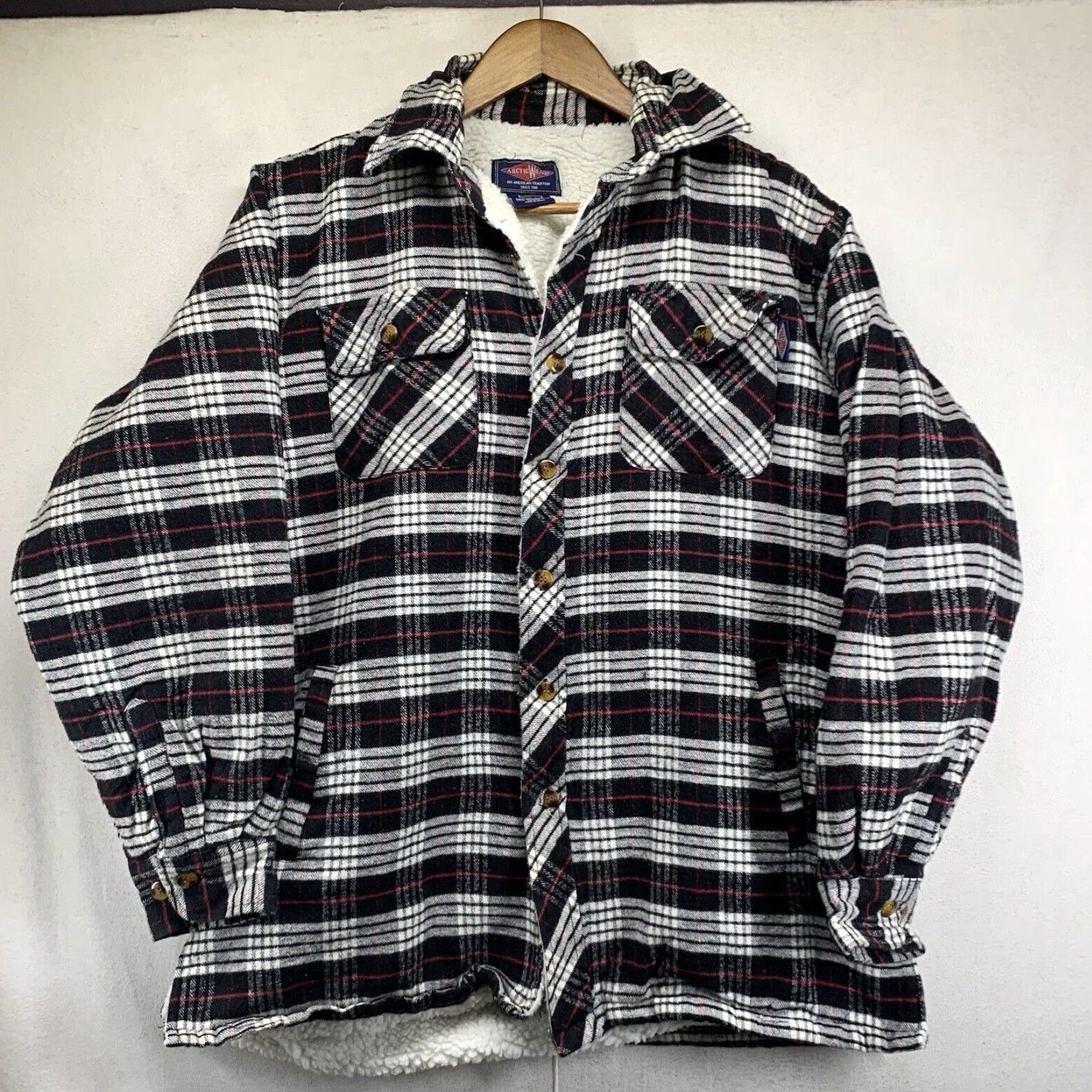 Vintage VINTAGE Men's Sherpa Lined Button Front Plaid Jacket Heavyweight Work Wear Large Size US L / EU 52-54 / 3 - 2 Thumbnail
