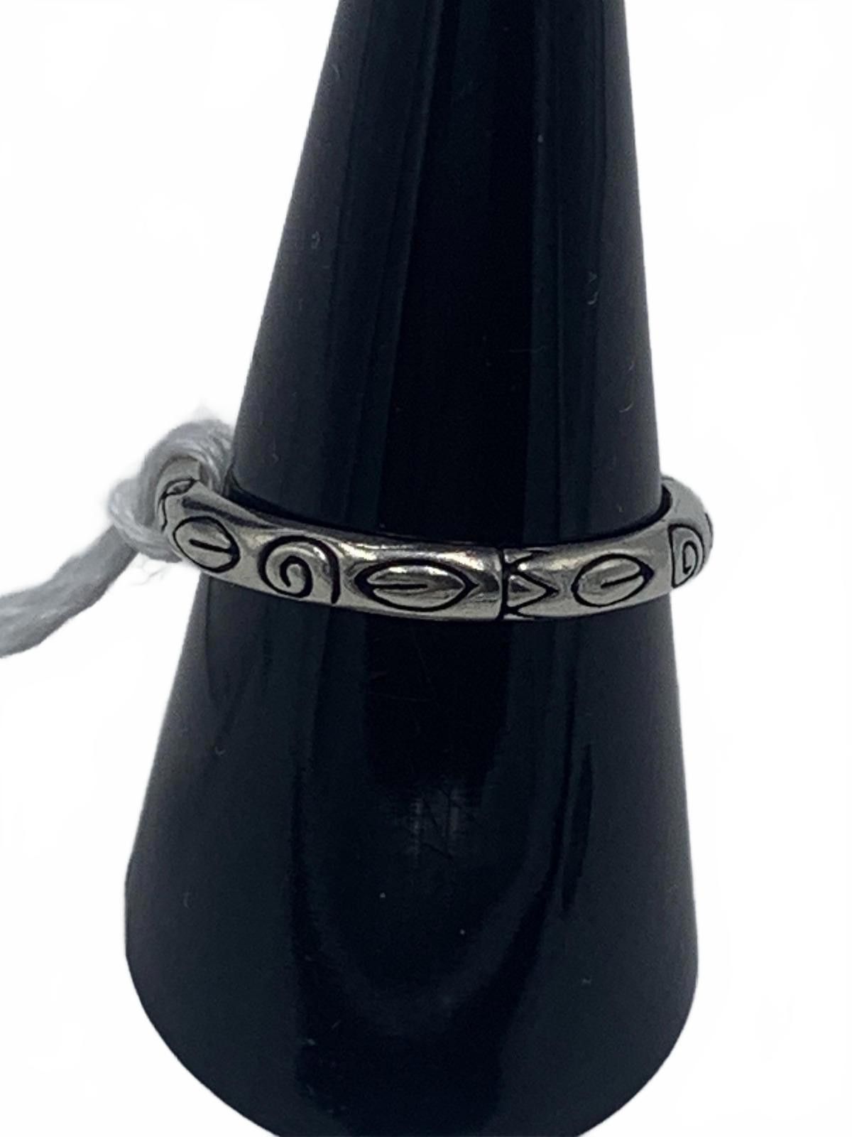Other Engraved Southwestern Sterling Silver Laquer Embossed Ring Size ONE SIZE - 3 Thumbnail