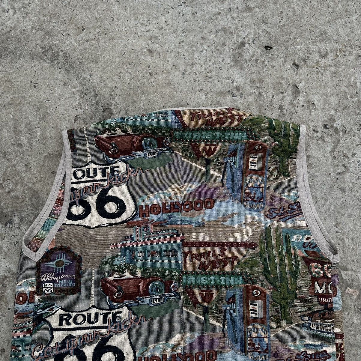 If Six Was Nine × Japanese Brand Vintage Tapestry Vest Rout 66 Hand Made Custom Moto Size US L / EU 52-54 / 3 - 9 Thumbnail
