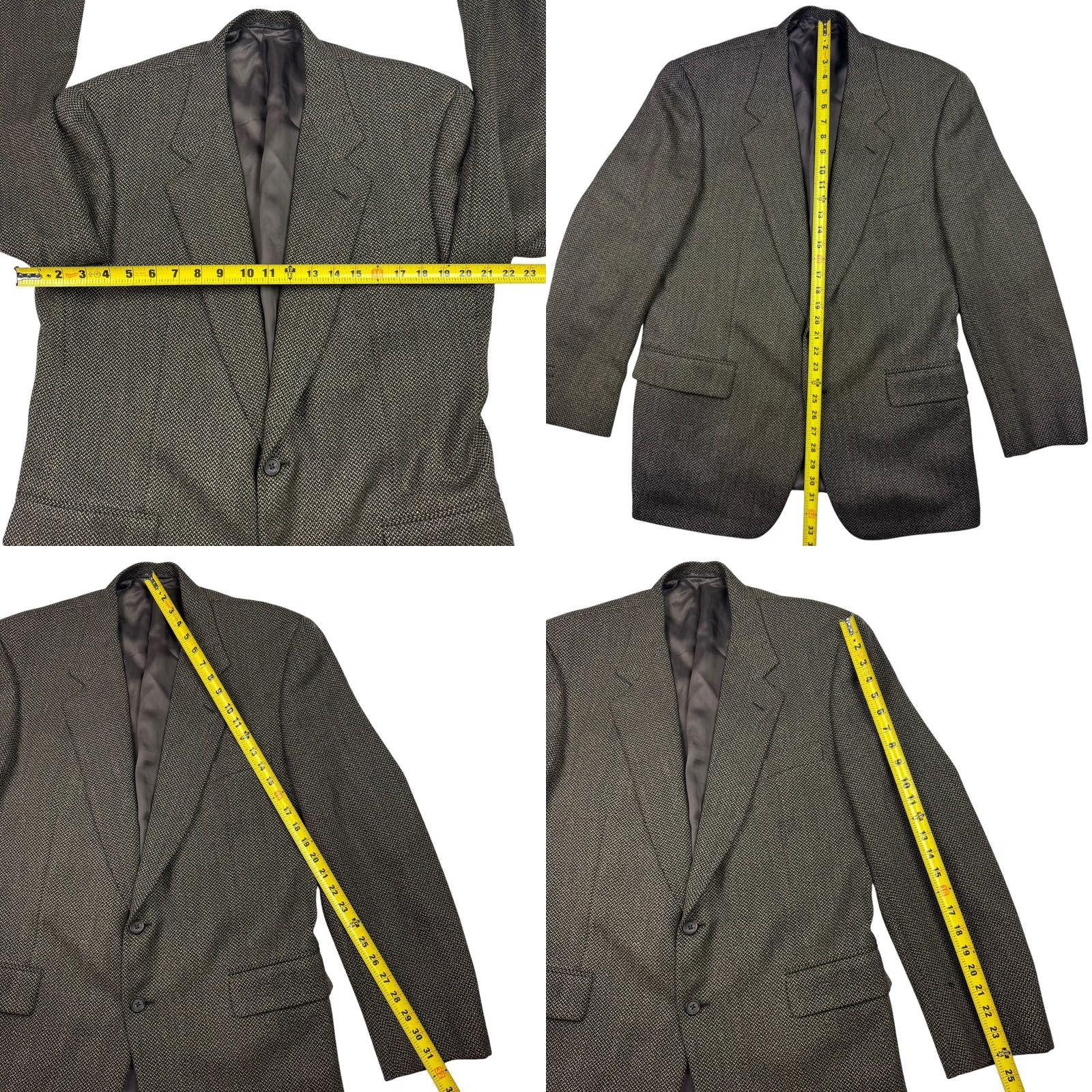 Corneliani Corneliani Men's Blazer 100% Wool Tweed Gray Herringbone Italy 42R 2-Button Size 42R - 8 Thumbnail