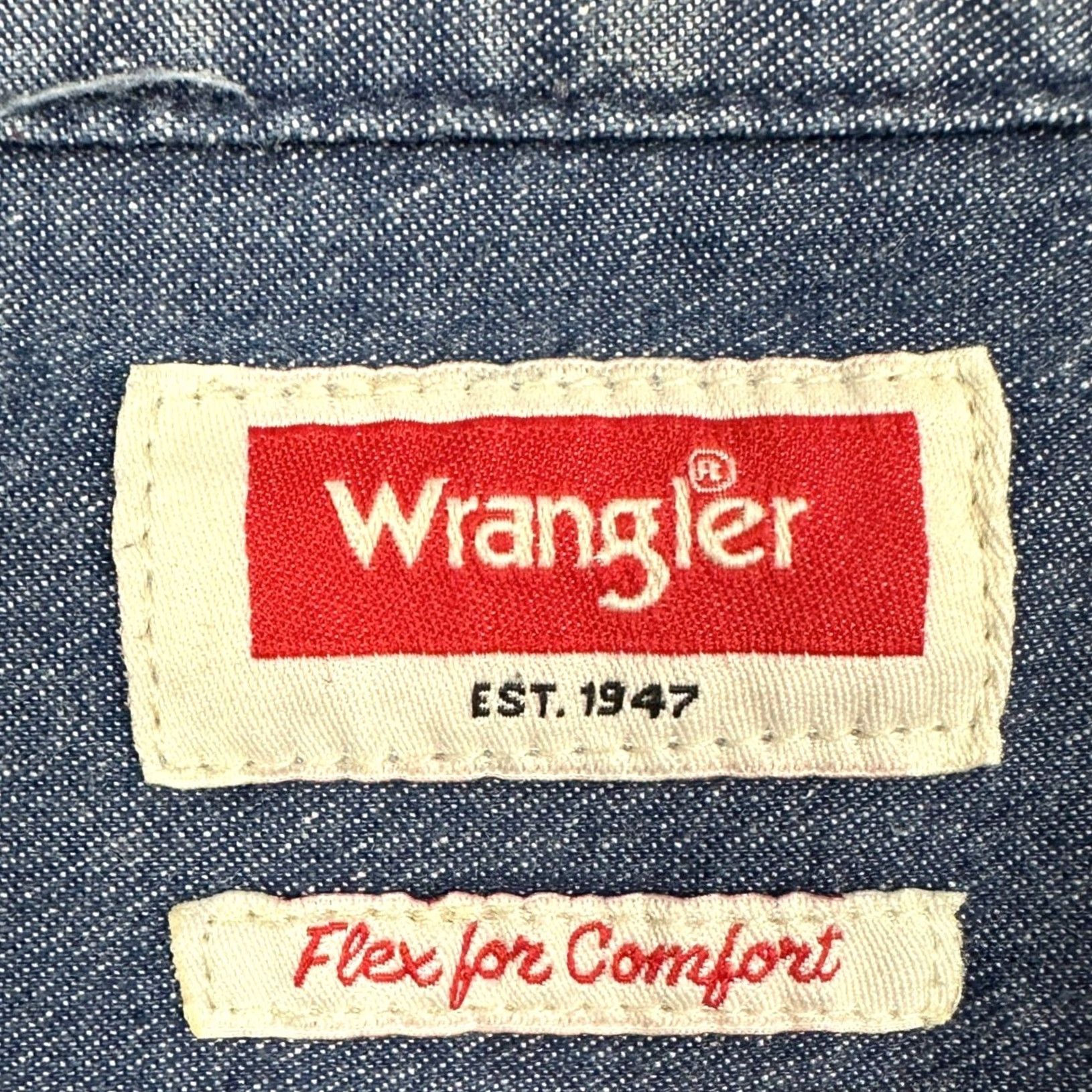 Wrangler Wrangler Mens Denim Blue 3XL Shirt Button-Up Long Sleeve Stretch For Comfort Casual Workwear Size US XXL / EU 58 / 5 - 4 Thumbnail