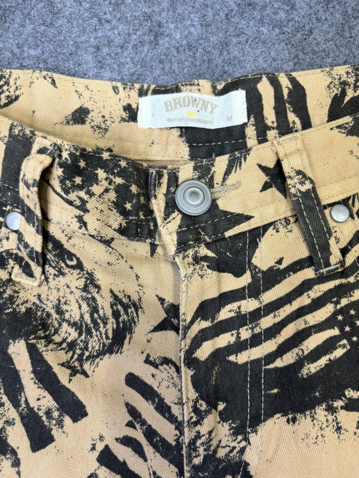 Japanese Brand 💥Lace Up Flare💥Browny Full Print Flare Pant F777 Size US 30 / EU 46 - 6 Thumbnail