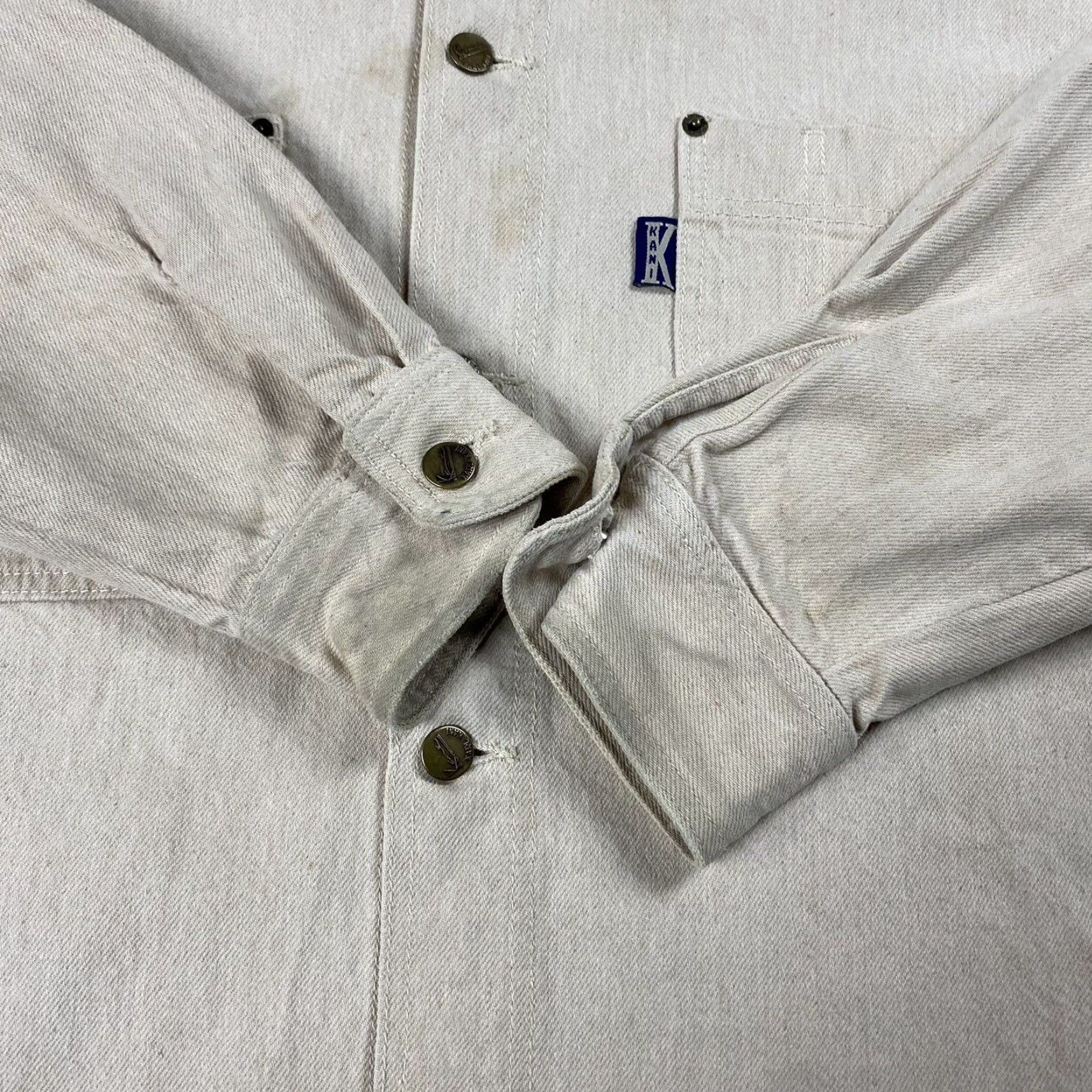 Karl Kani VINTAGE Karl Kani Jeans Denim Jacket Shirt 2PAC Era Large Mens Beige 2Pac Hip Hop 90s Oversized Casual Jacket Size US L / EU 52-54 / 3 - 4 Thumbnail