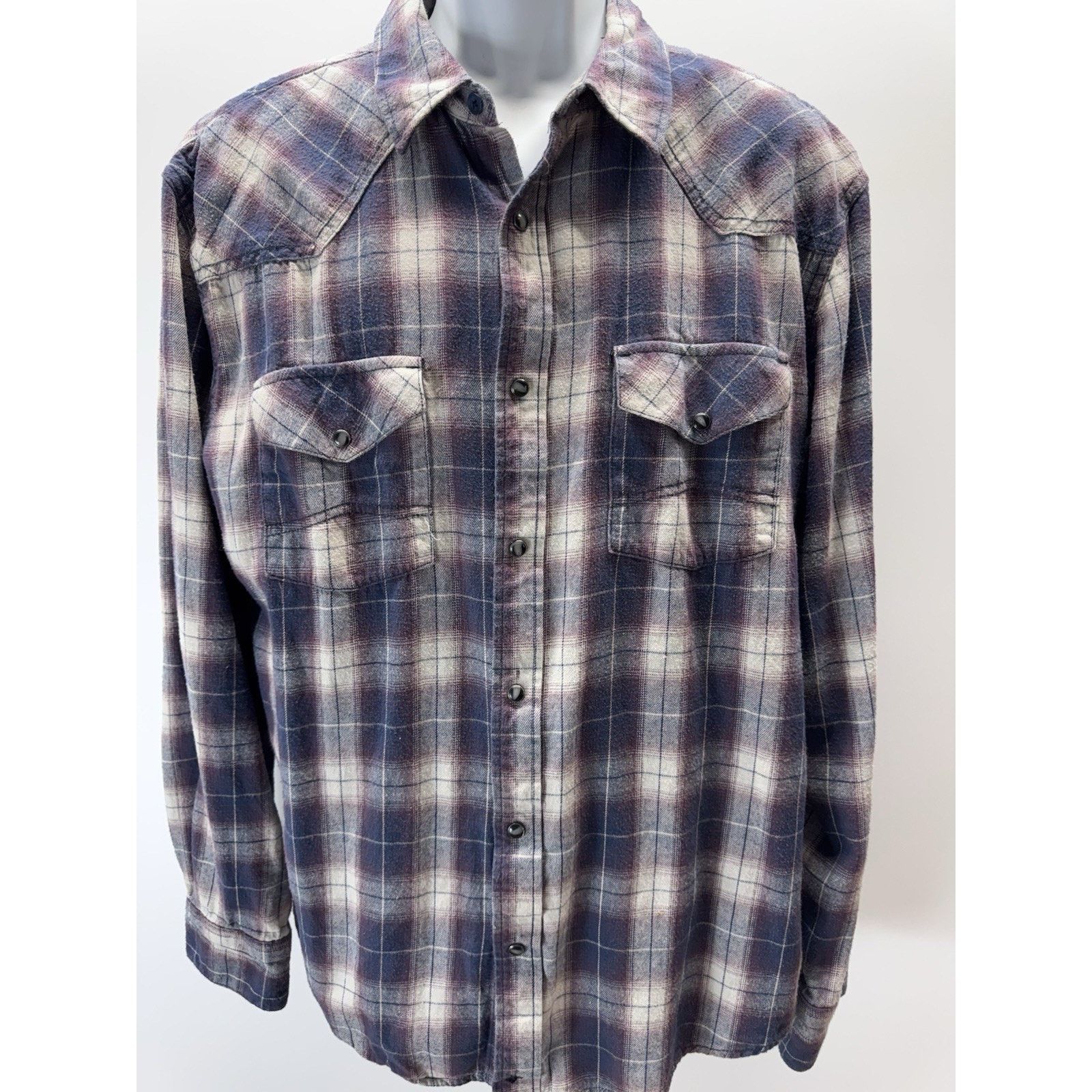 Cody James Cody James Long Sleeve Western Flannel Purple Plaid L Size US L / EU 52-54 / 3 - 3 Thumbnail