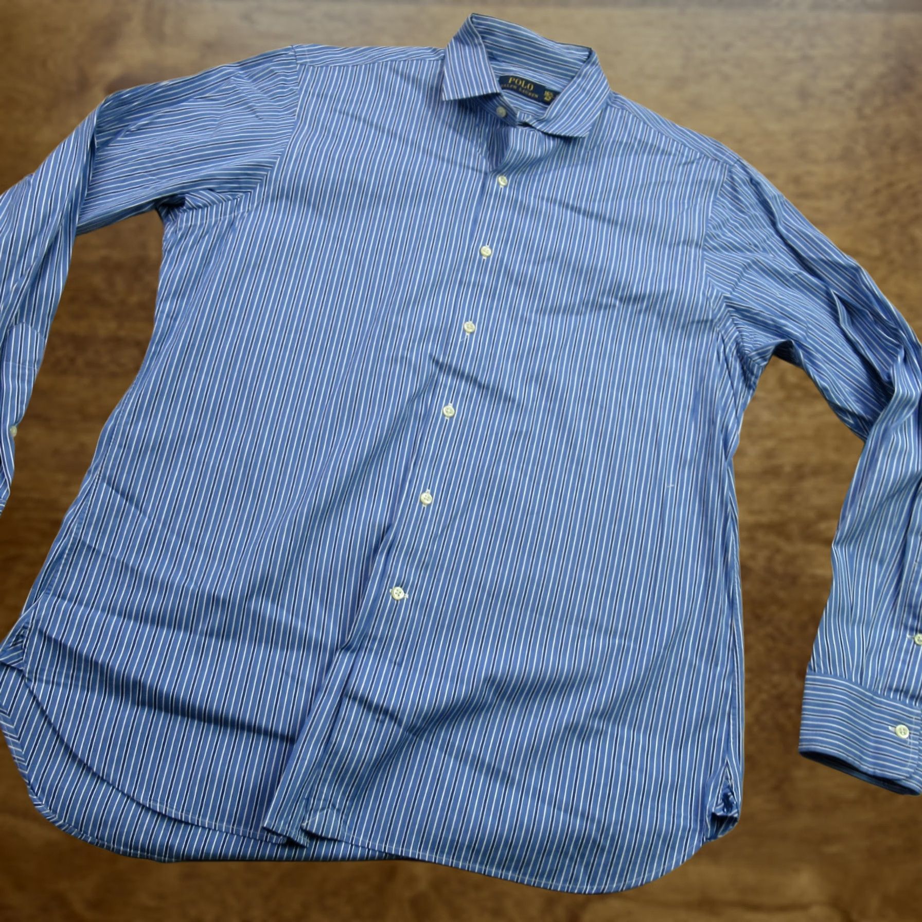 Polo Ralph Lauren Polo Ralph Lauren Shirt Mens Blue Long Sleeve Button Up 16.5 Large Casual Knitted 100% Cotton 4 Seasons Regular Fit Size US L / EU 52-54 / 3 - 1 Thumbnail