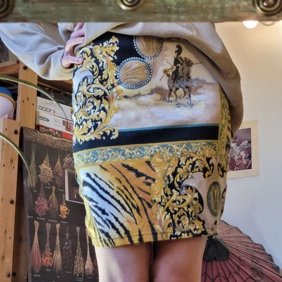 Other Unique Vintage barocco mini skirt with tiger print - Eu 40 Size 28" / US 6 / IT 42 - 4 Thumbnail