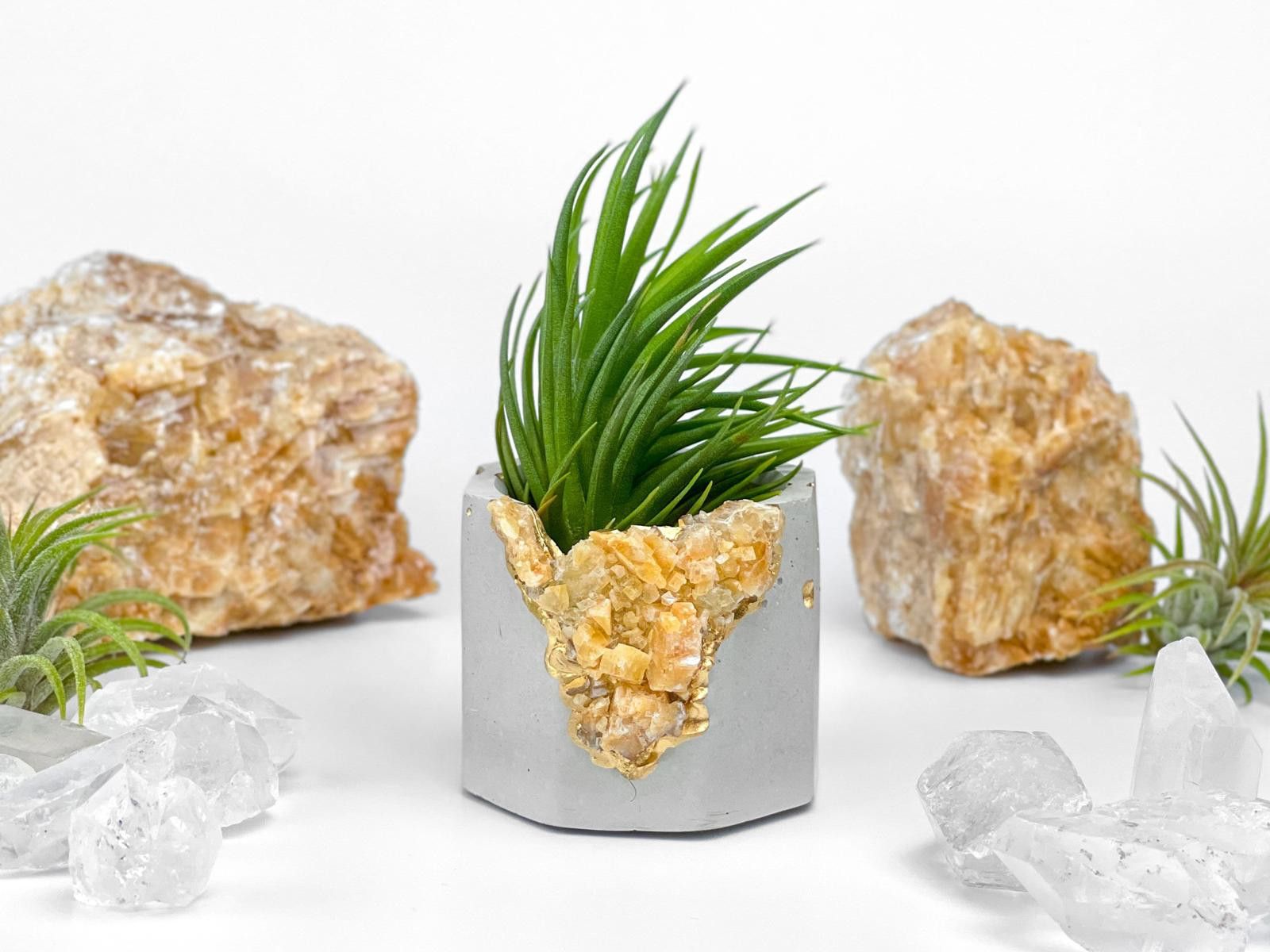 Other Raw Orange Calcite Crystal Planter Geode Planter Mini cute Size ONE SIZE - 1 Thumbnail