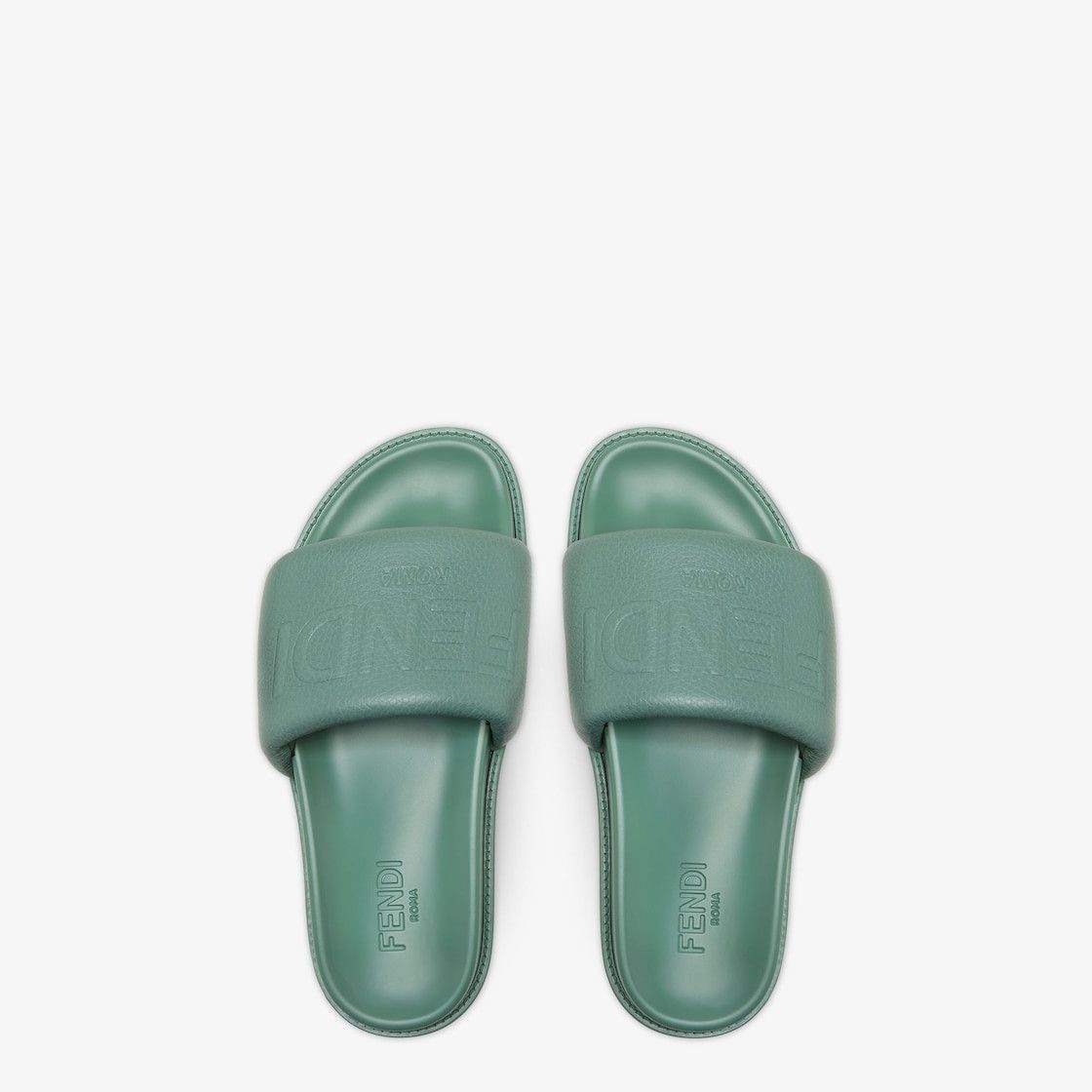 Fendi o1w1db10525 Roma Slides in Tuscan Green Size US 10 / EU 43 - 4 Thumbnail