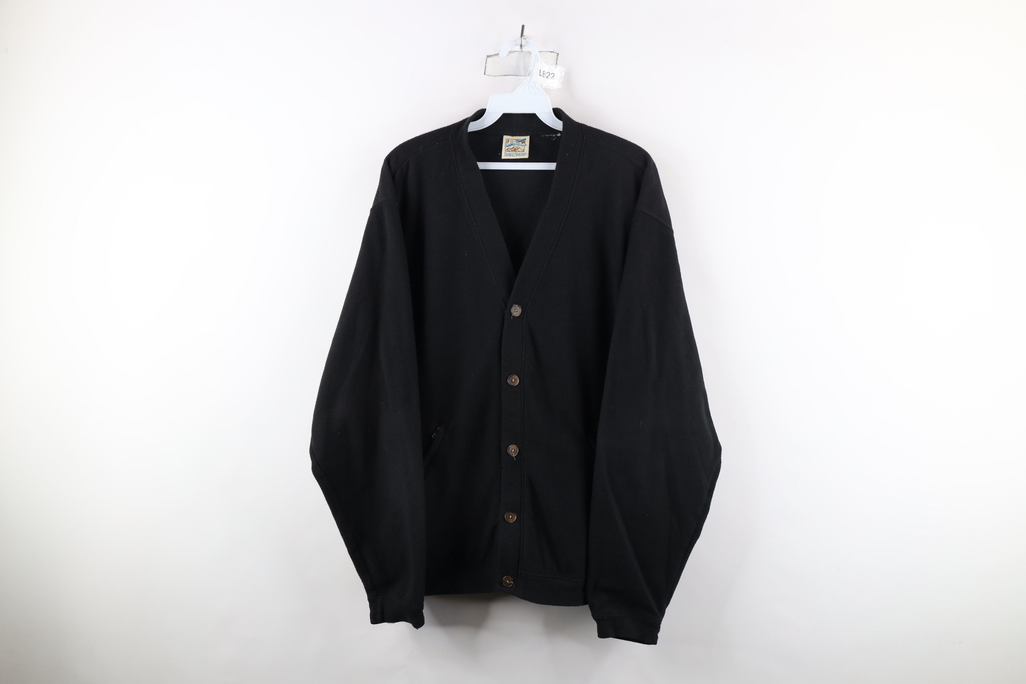 Vintage Vintage 90s Streetwear Fleece Button Cardigan Sweater Black Size US XL / EU 56 / 4 - 1 Thumbnail
