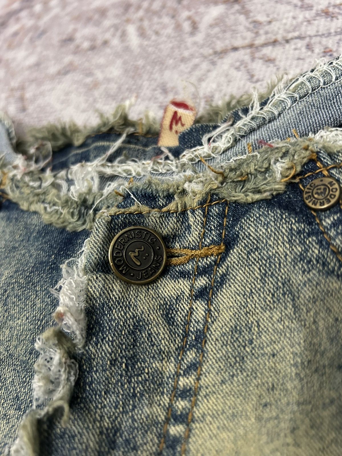 If Six Was Nine Modernistic Acid Wash Multi Pocket Flare Jeans Size US 28 / EU 44 - 14 Thumbnail
