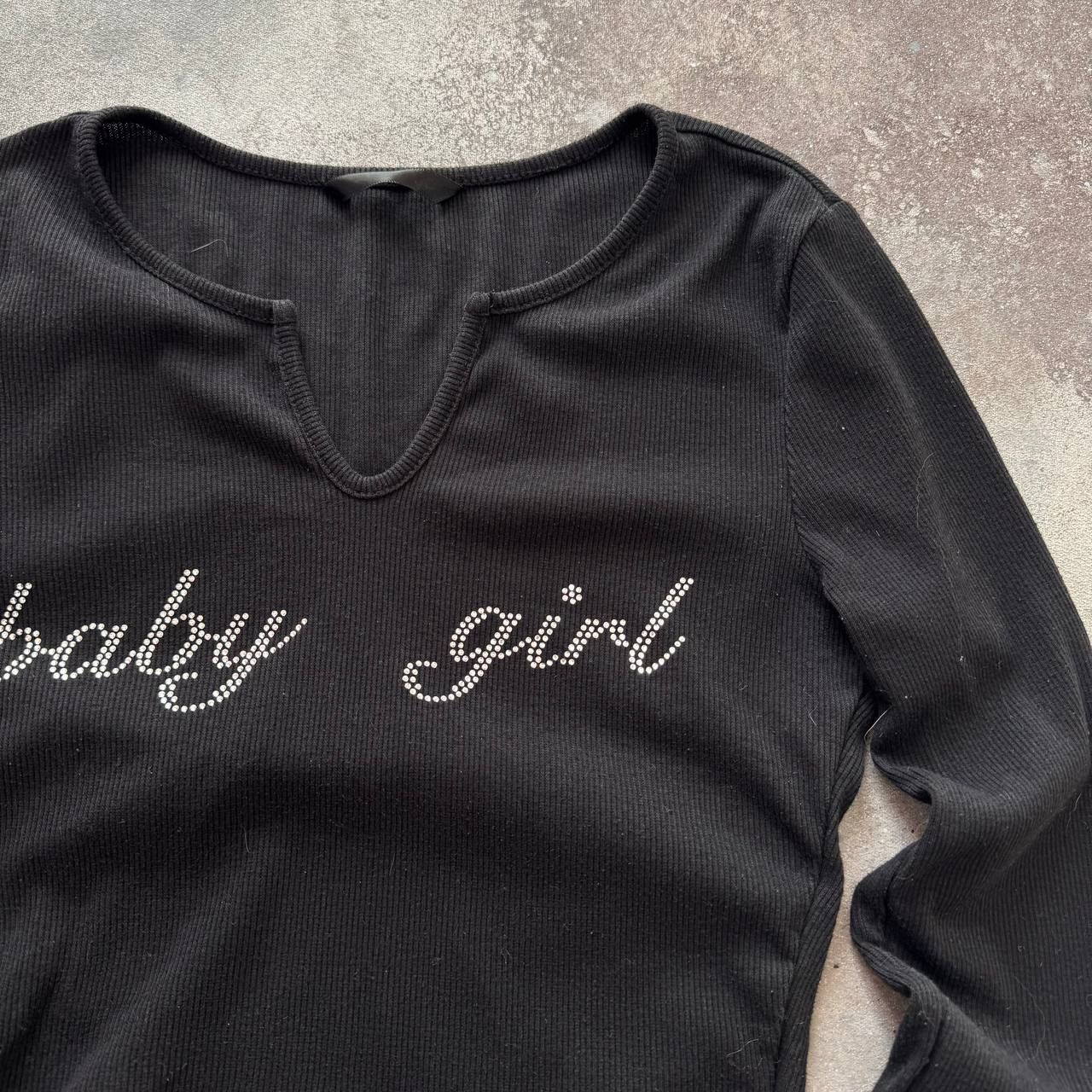 Hysteric Glamour × Japanese Brand × Vintage Y2K Super Sexy Rhinestones Baby Girl Cropped Long Sleeve Top Size S / US 4 / IT 40 - 5 Thumbnail
