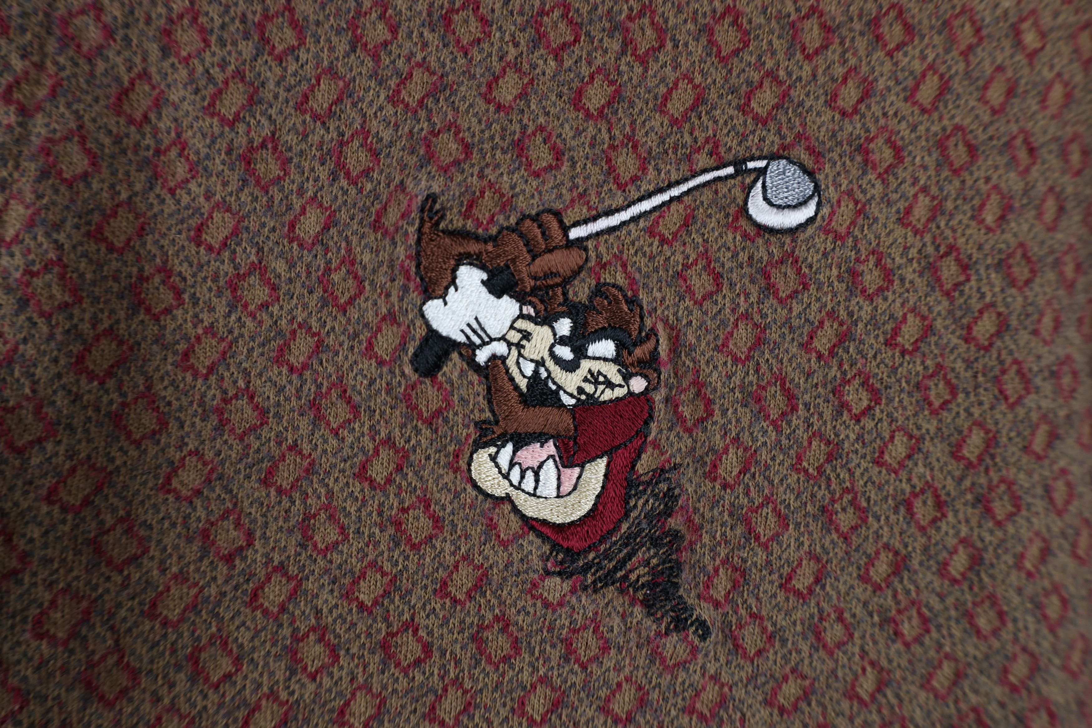 Vintage Vintage 90s Looney Tunes Knit Taz Tazmanian Devil Golf Polo Size US XXL / EU 58 / 5 - 4 Thumbnail