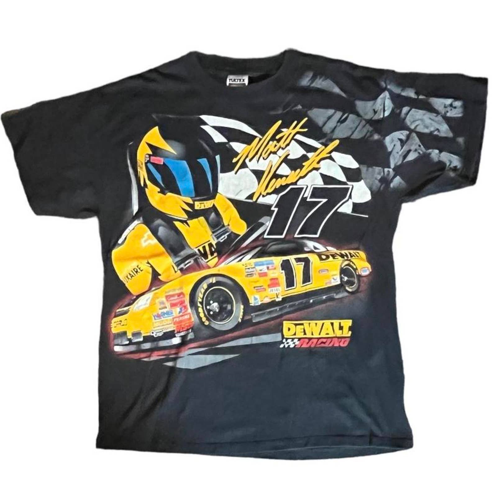 image of Tultex Vintage Nascar Matt Kenseth Racing T-Shirt in Black, Men's (Size XL)