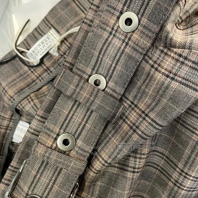 Brunello Cucinelli Brunello Cucinelli Brown Plaid New Wool Long Trousers Size 28" / US 6 / IT 42 - 9 Thumbnail