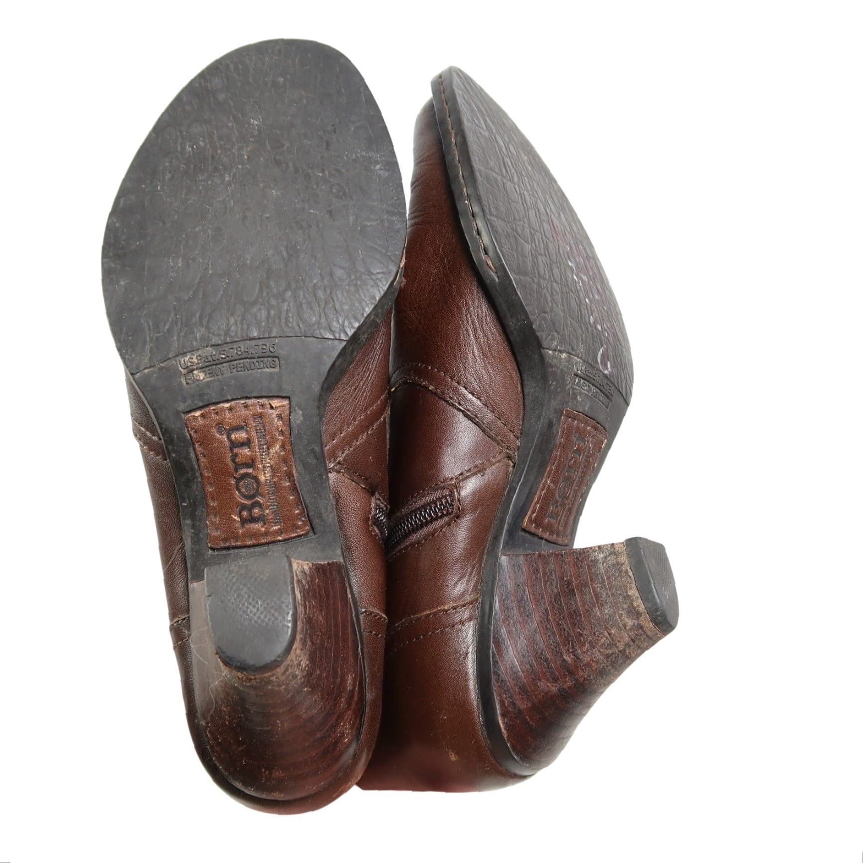 Born Born Brown Leather Boots Mid Calf Zip Closure 7.5 Women Heel 2.75" Bootie Casual Fall Spring Size 7.5 Brown Leather Mid Calf Boots Size US 8 / IT 38 - 6 Thumbnail