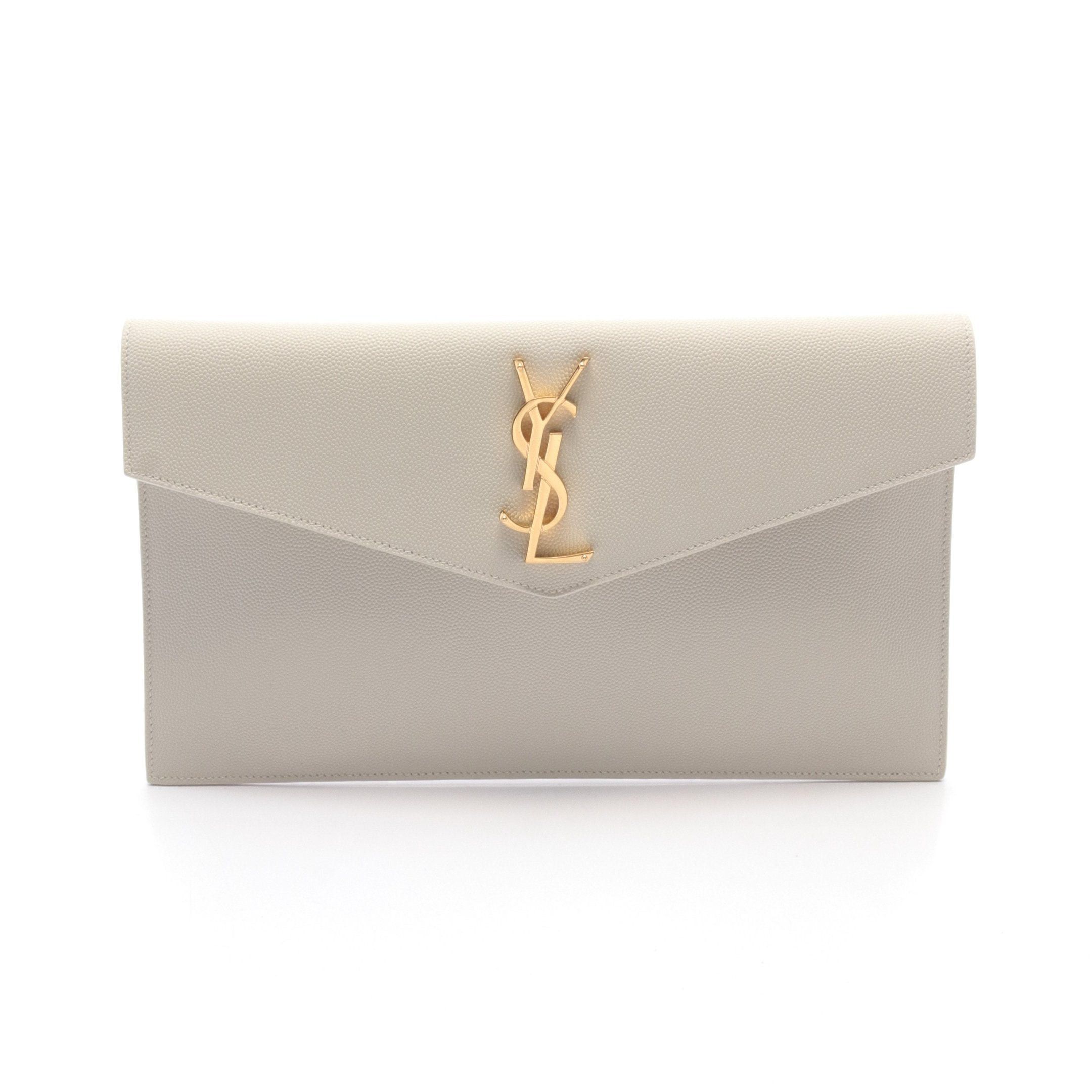 Yves Saint Laurent Yves Saint Laurent Ysl Logo Clutch Bag Leather Ivory Size ONE SIZE - 1 Thumbnail