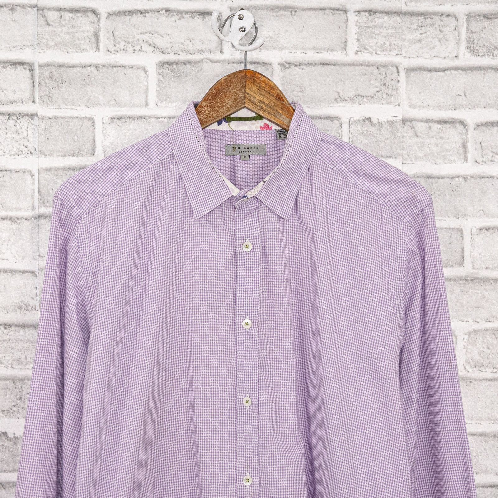 Ted Baker TED BAKER London Button up Shirt Light Purple mini Check Size US XL / EU 56 / 4 - 4 Thumbnail