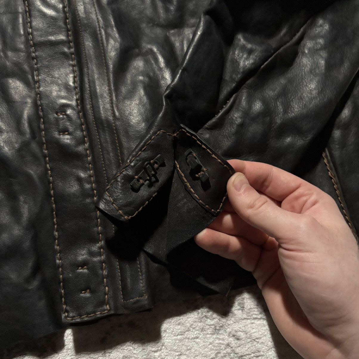 Incarnation Incarnation AW13 Scar Stitched High Neck Leather Jacket | M Size US M / EU 48-50 / 2 - 3 Thumbnail