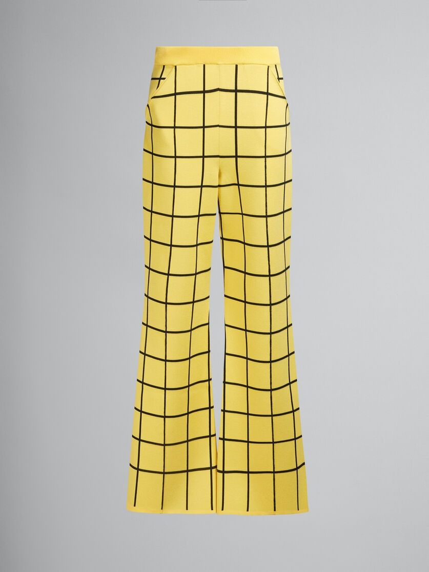 o1w1db10824 Checked Viscose Sweatpant in Yellow Black