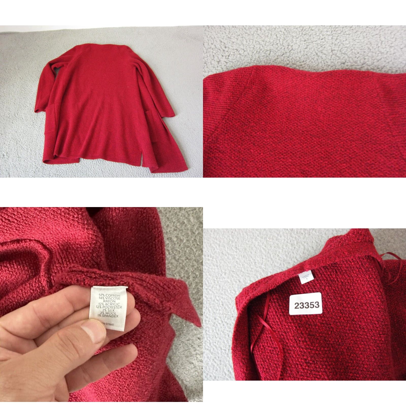 J. Jill VINTAGE J Jill Cardigan Sweater Open Red Small Womens Knit Open Cardigan Summer - (Note: Original lacks vintage; omit) Size S / US 4 / IT 40 - 8 Thumbnail