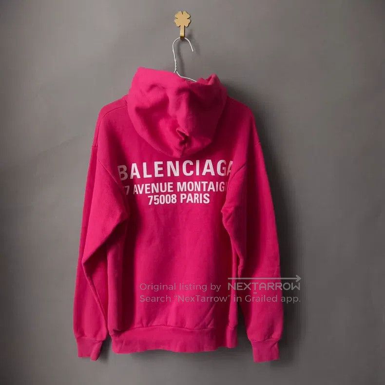 Balenciaga Balenciaga Pink Chest Logo Hooded Sweatshirt Size US L / EU 52-54 / 3 - 2 Thumbnail