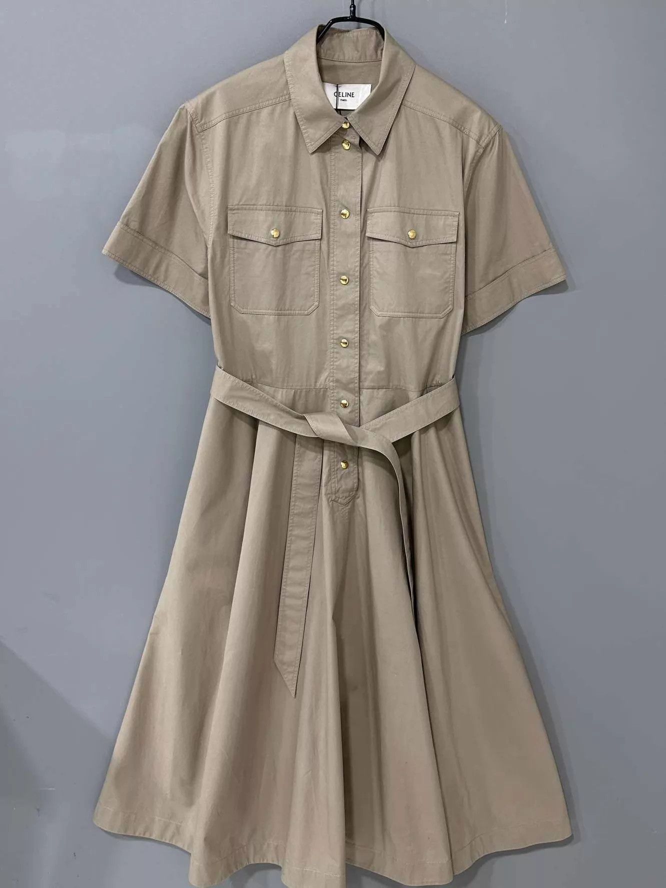 Celine Celine Khaki Cinched Waist Dress Women's 40 Size S / US 4 / IT 40 - 1 Thumbnail