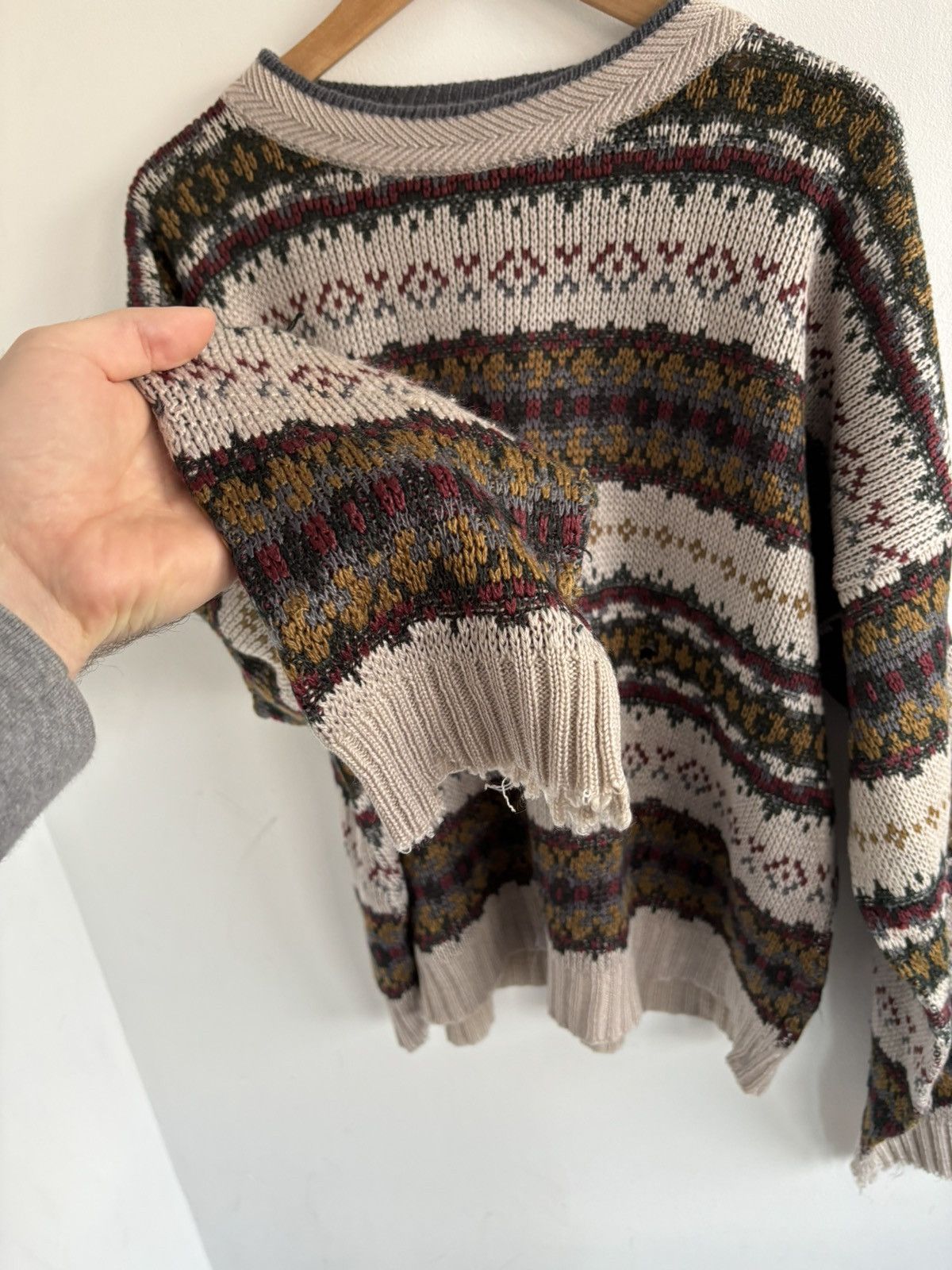 Japanese Brand Vintage Avant Garde Pattern Boxy Distressed Sweater Size US L / EU 52-54 / 3 - 5 Thumbnail