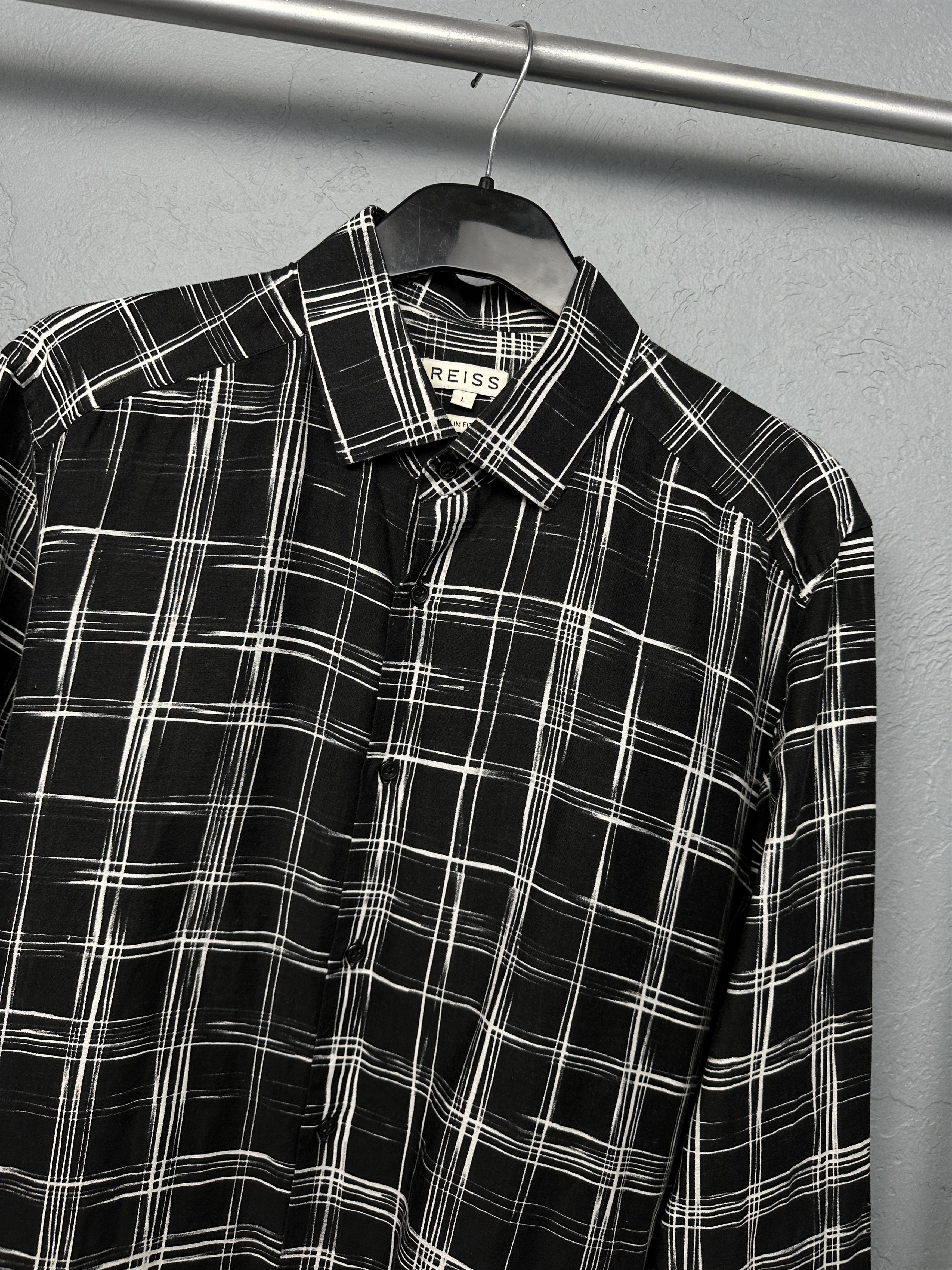 Reiss Reiss Mens LINEN Long Sleeve Plaid Shirt Size US L / EU 52-54 / 3 - 2 Thumbnail