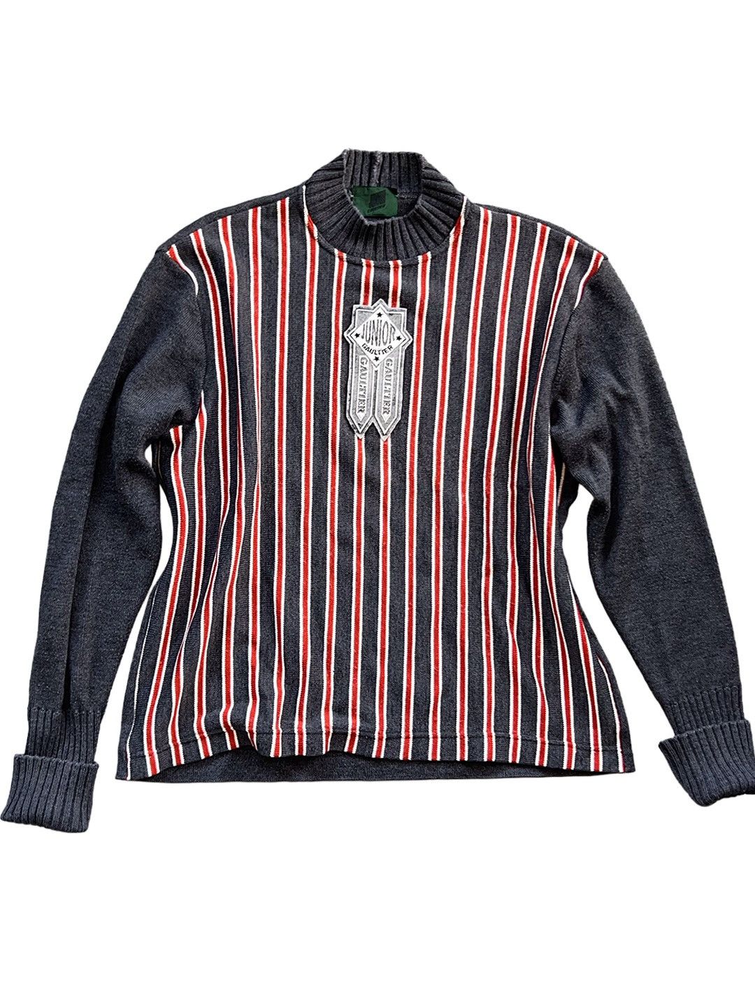 Jean Paul Gaultier Jean Paul Gaultier Junior 90s striped knit sweater with logo Size US XL / EU 56 / 4 - 1 Thumbnail
