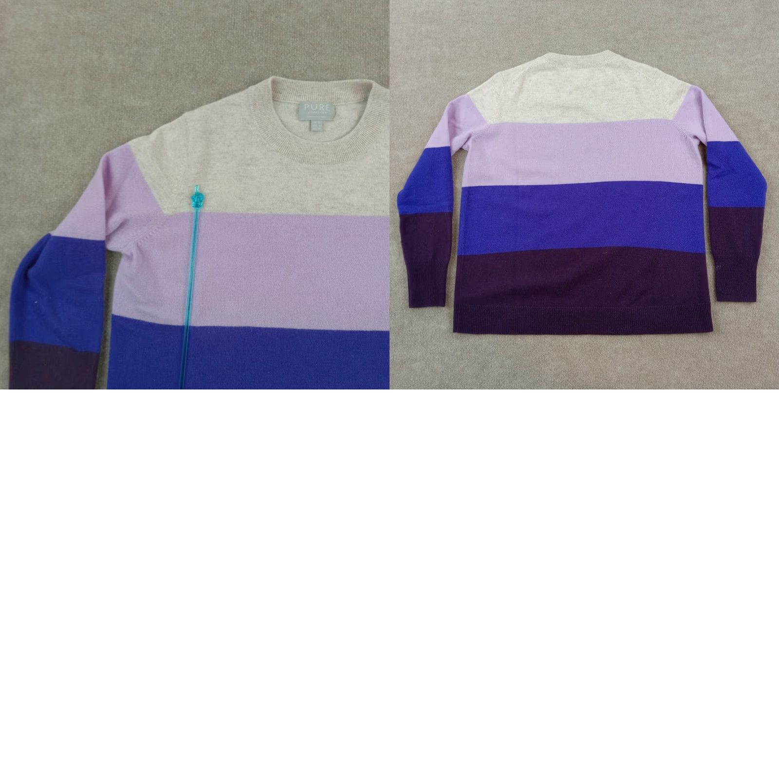 Vintage Pure Cashmere Sweater Womens Extra Large XL Purple Striped Size M / US 6-8 / IT 42-44 - 8 Thumbnail