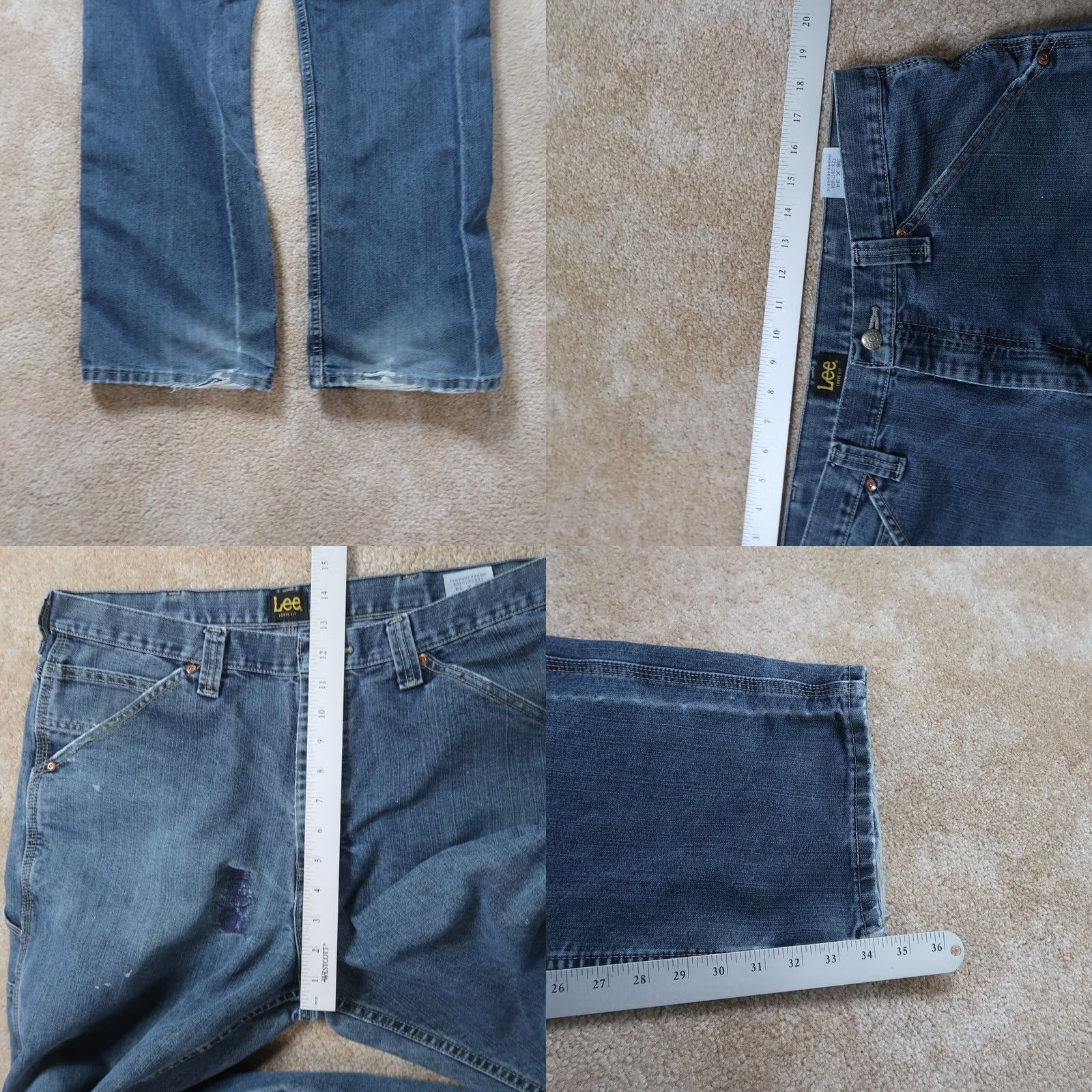 Lee Lee Carpenter Jeans Men 36x34 Distressed Denim Straight 5-Pocket Relaxed Blue Vintage? No Size US 36 / EU 52 - 9 Thumbnail