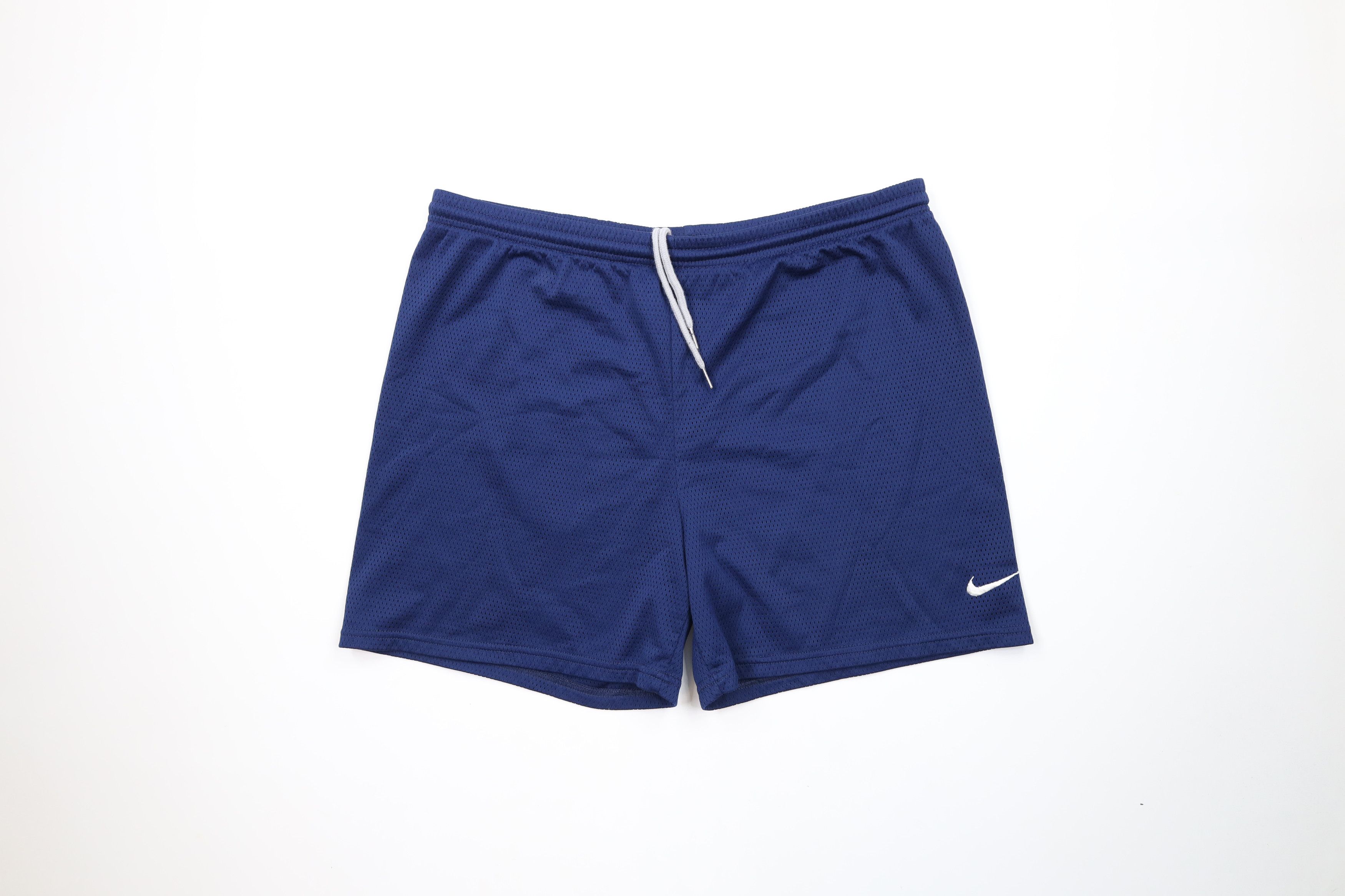 Vintage 90s Nike Mini Swoosh Above Knee Shorts Blue Mesh 5