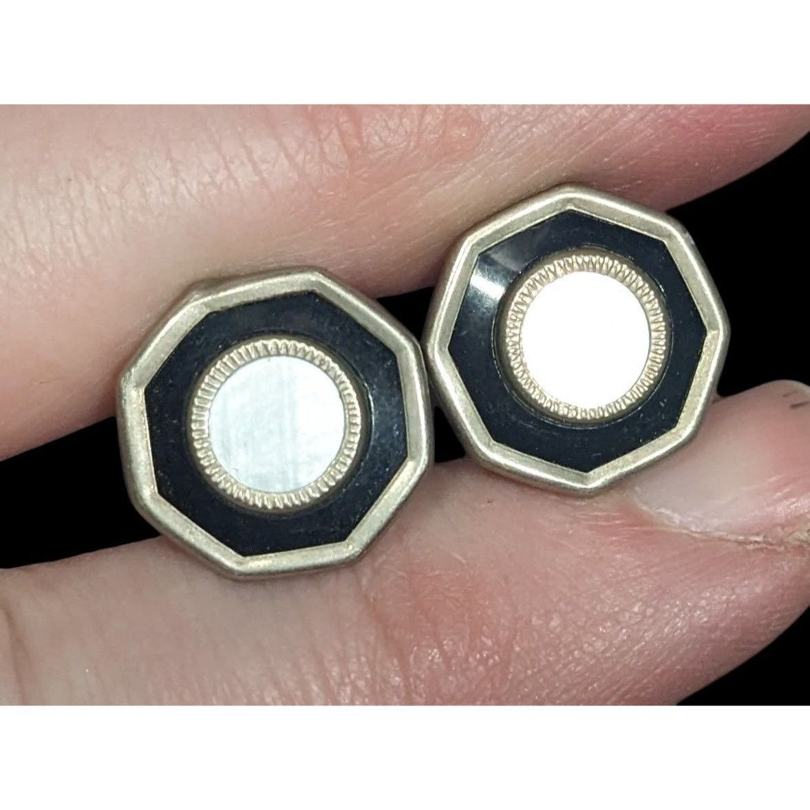 Other Vintage Mother Of Pearl Silver Tone Snap Cuff Links Size ONE SIZE - 3 Thumbnail
