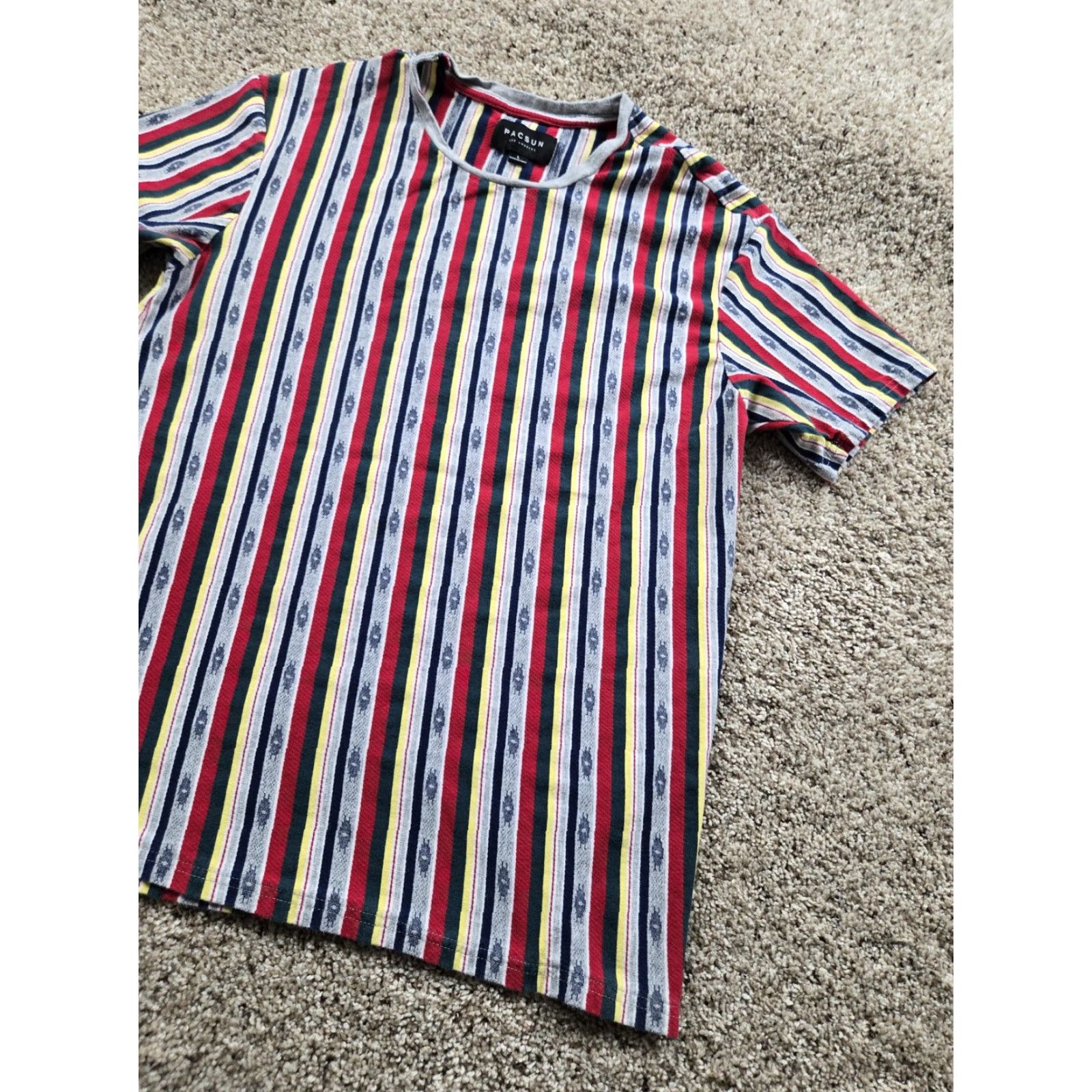 Pacsun PacSun Shirt Mens L Multicolor Vertical Stripe Crewneck Short Sleeve Knit T-Shirt Mens Size US L / EU 52-54 / 3 - 2 Thumbnail