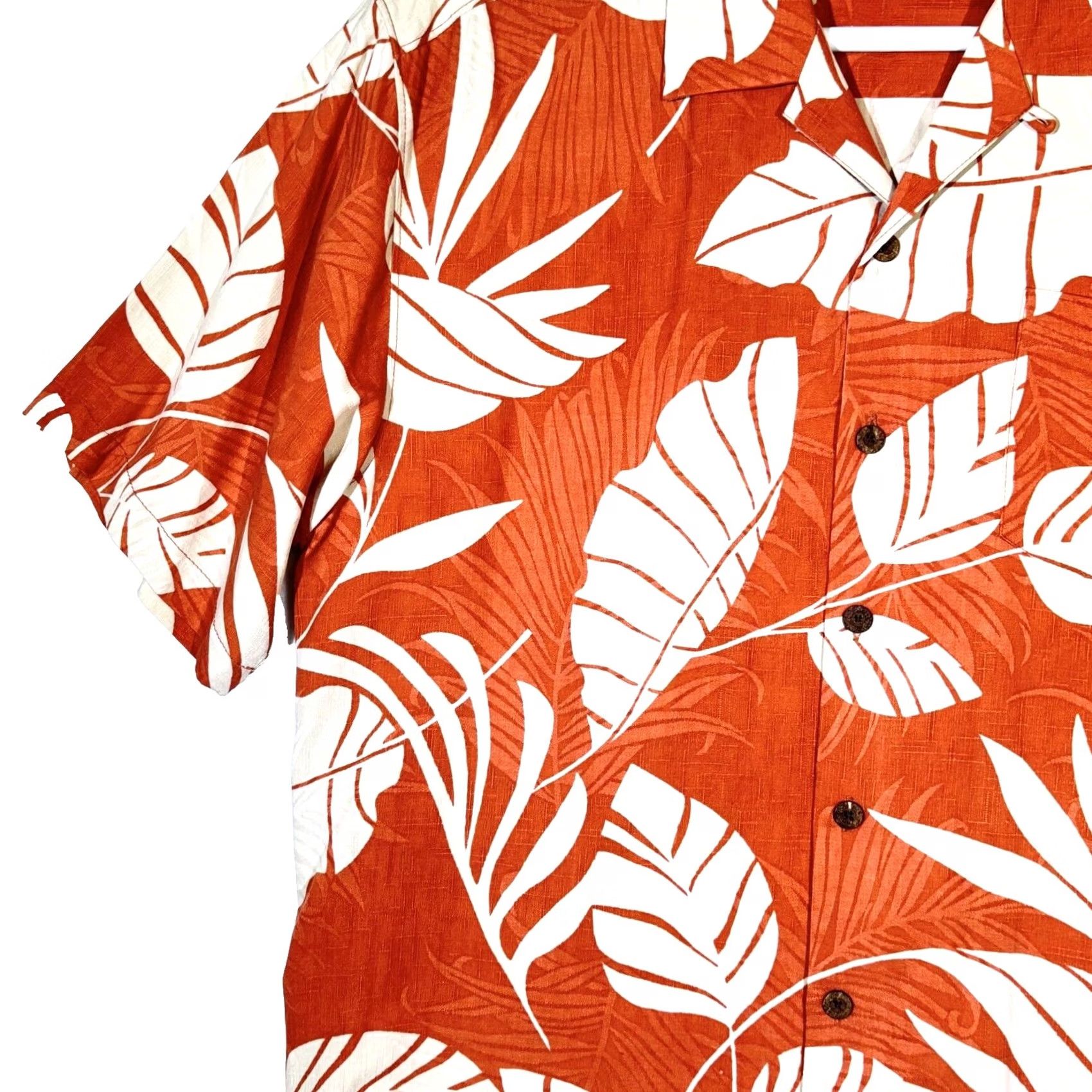 Tommy Bahama Tommy Bahama Shirt Men’s Large Orange Silk Tropical Floral Print Short Sleeve Size US L / EU 52-54 / 3 - 3 Thumbnail