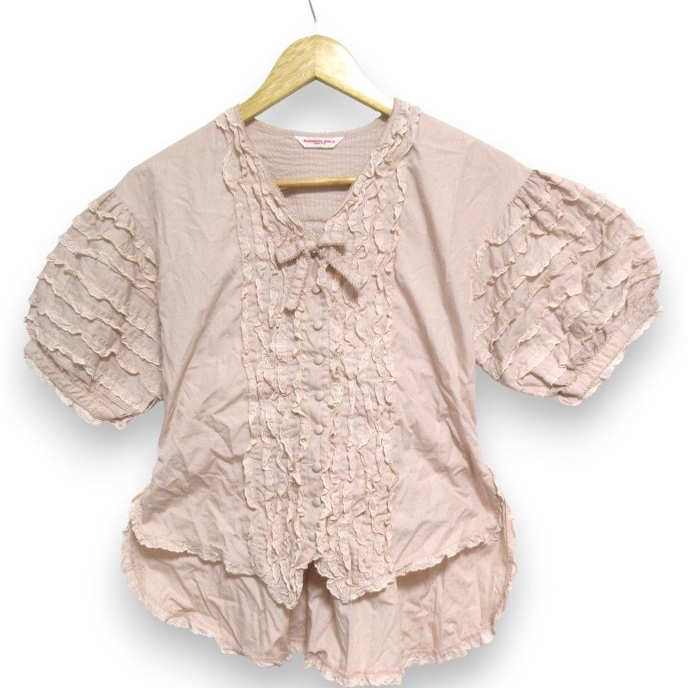 Other Other WONDERFUL WORLD Lace Frill Short Sleeve Blouse Cotton Tops DUTY FREE for USA Size ONE SIZE - 1 Thumbnail