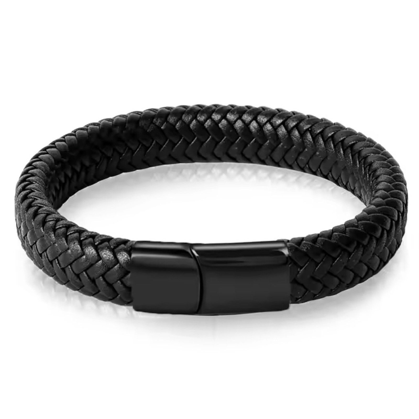 Other Leather Braid Bracelet Stainless Steel Buckle Clasps for Men Size ONE SIZE - 2 Thumbnail