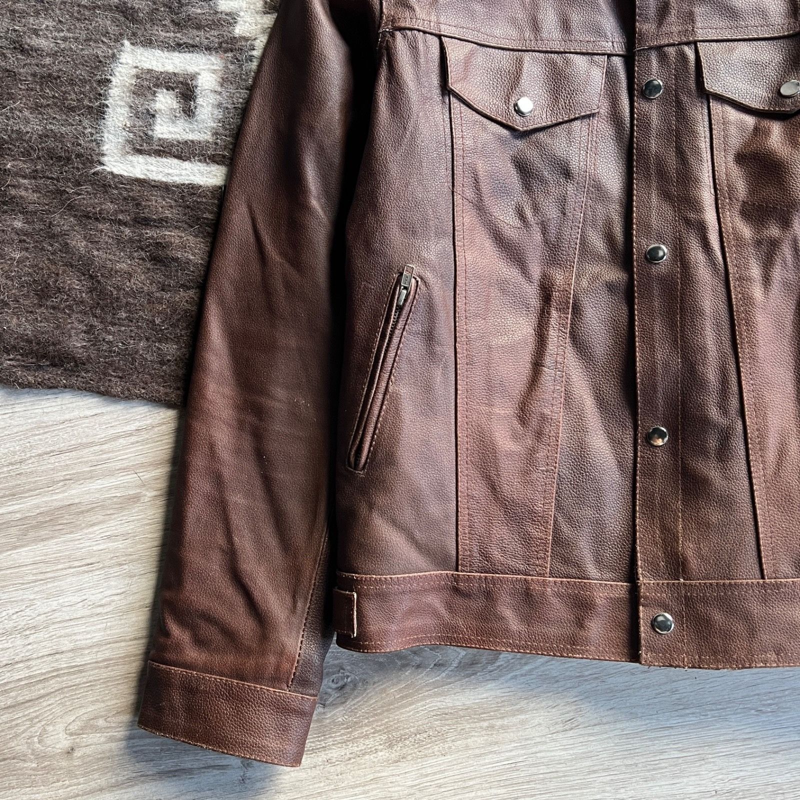 Leather Vintage Real Leather Trucker Jacket 9773AC Size US M / EU 48-50 / 2 - 7 Thumbnail