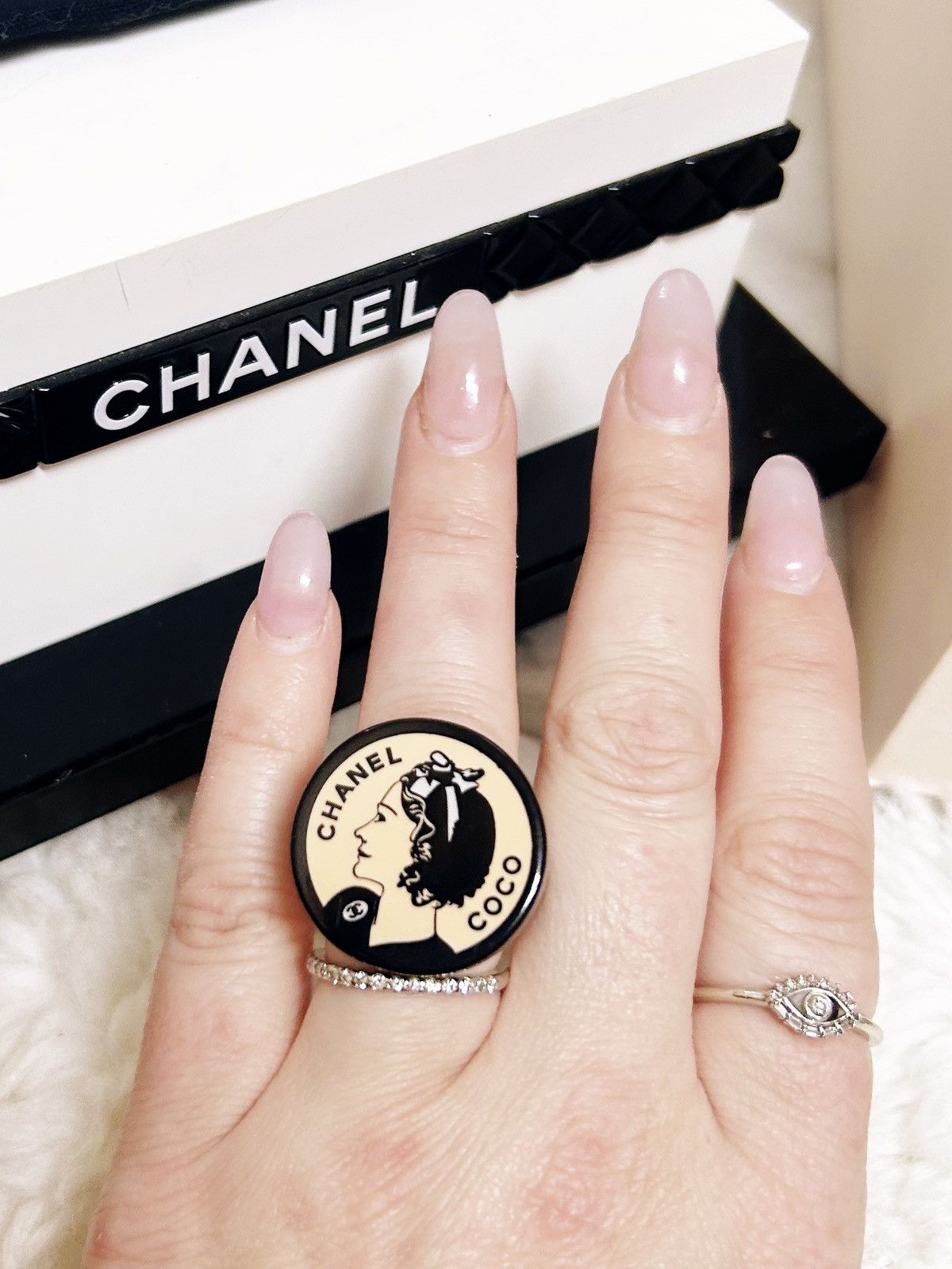Chanel Authentic Chanel RARE 2003 Pink / Black Coco Chanel Ring Size ONE SIZE - 6 Thumbnail