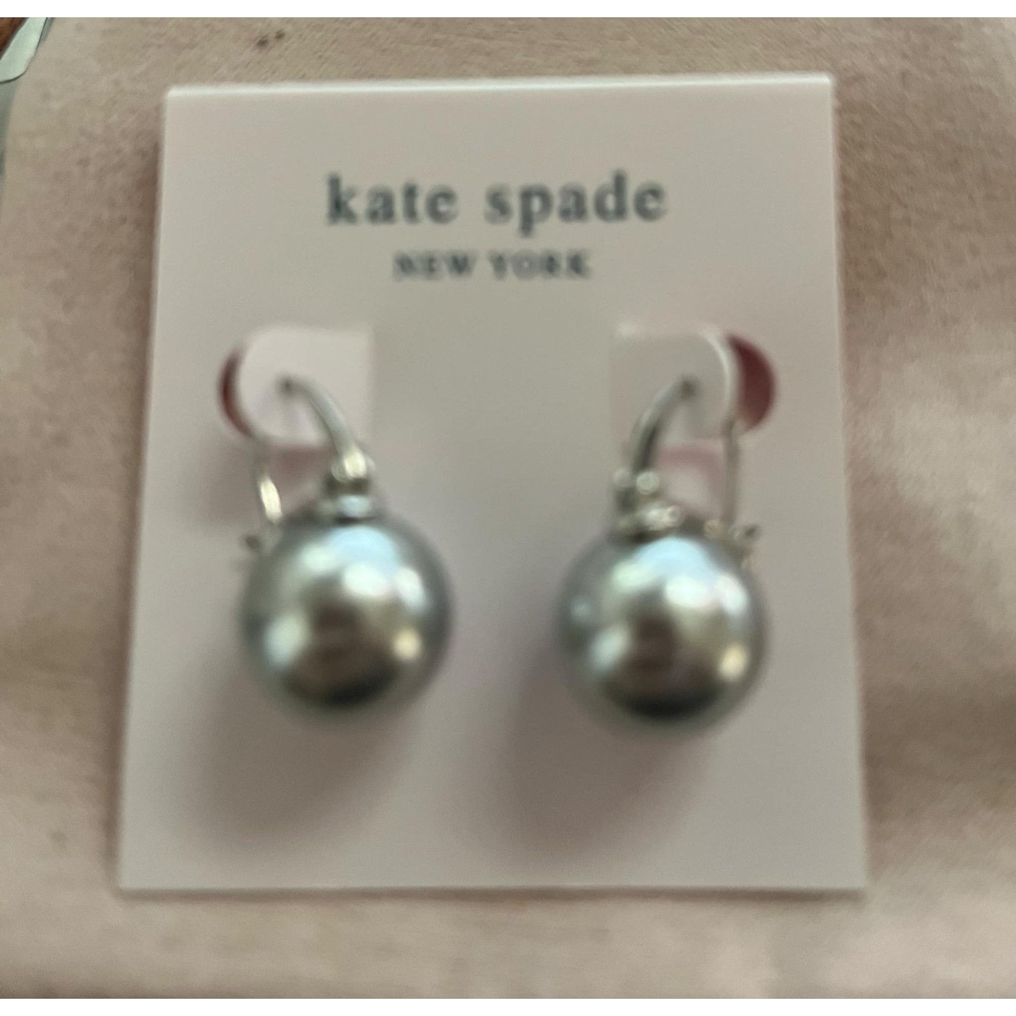 Kate Spade Kate Spade Silver Gray Pearl Drop Earrings Size ONE SIZE - 4 Thumbnail