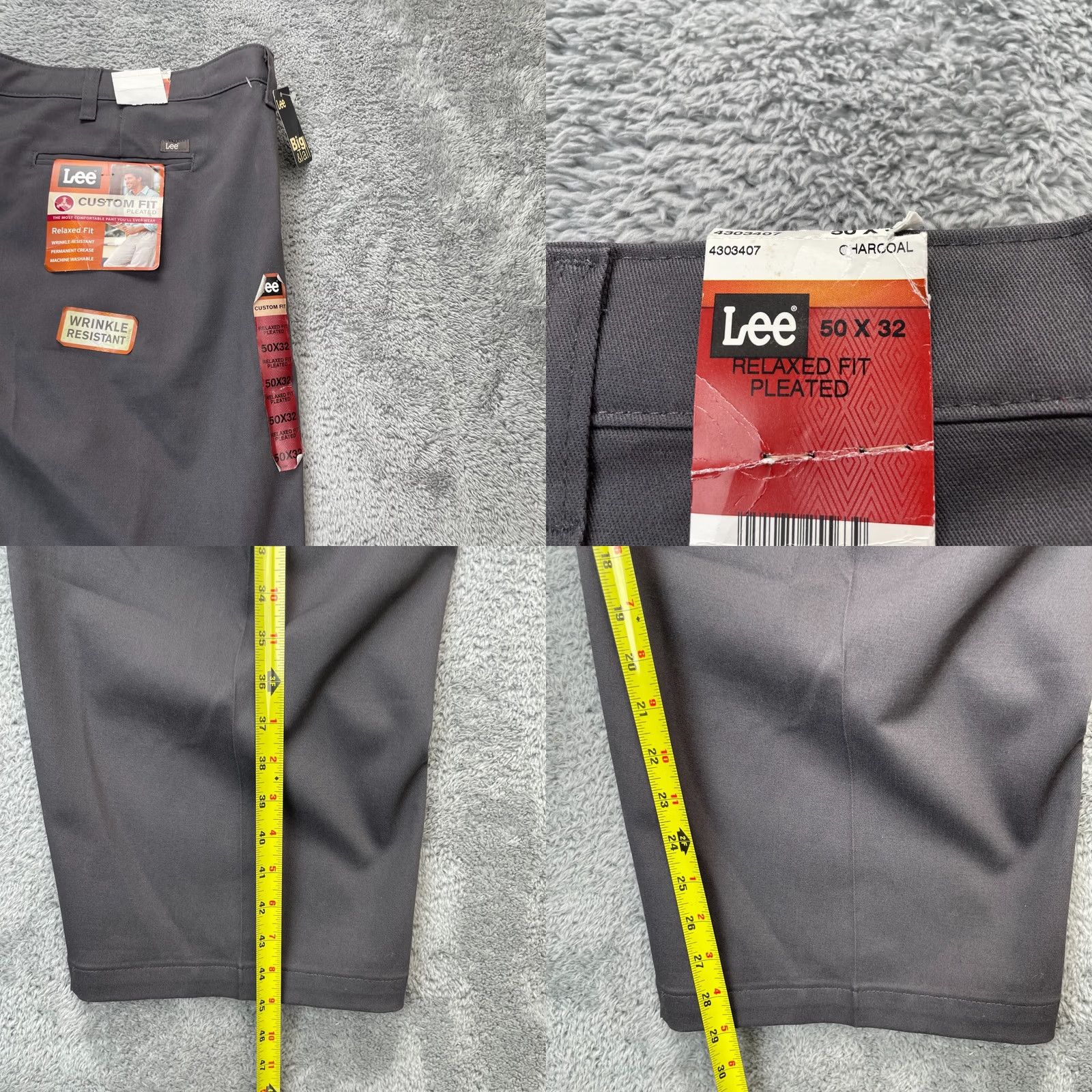 Lee Lee Pants Mens 50x32 Gray Chino Relaxed Fit Wrinkle Resistant Pleated Shirt? (Note: Original is pants, not shirt) Size US 34 / EU 50 - 8 Thumbnail