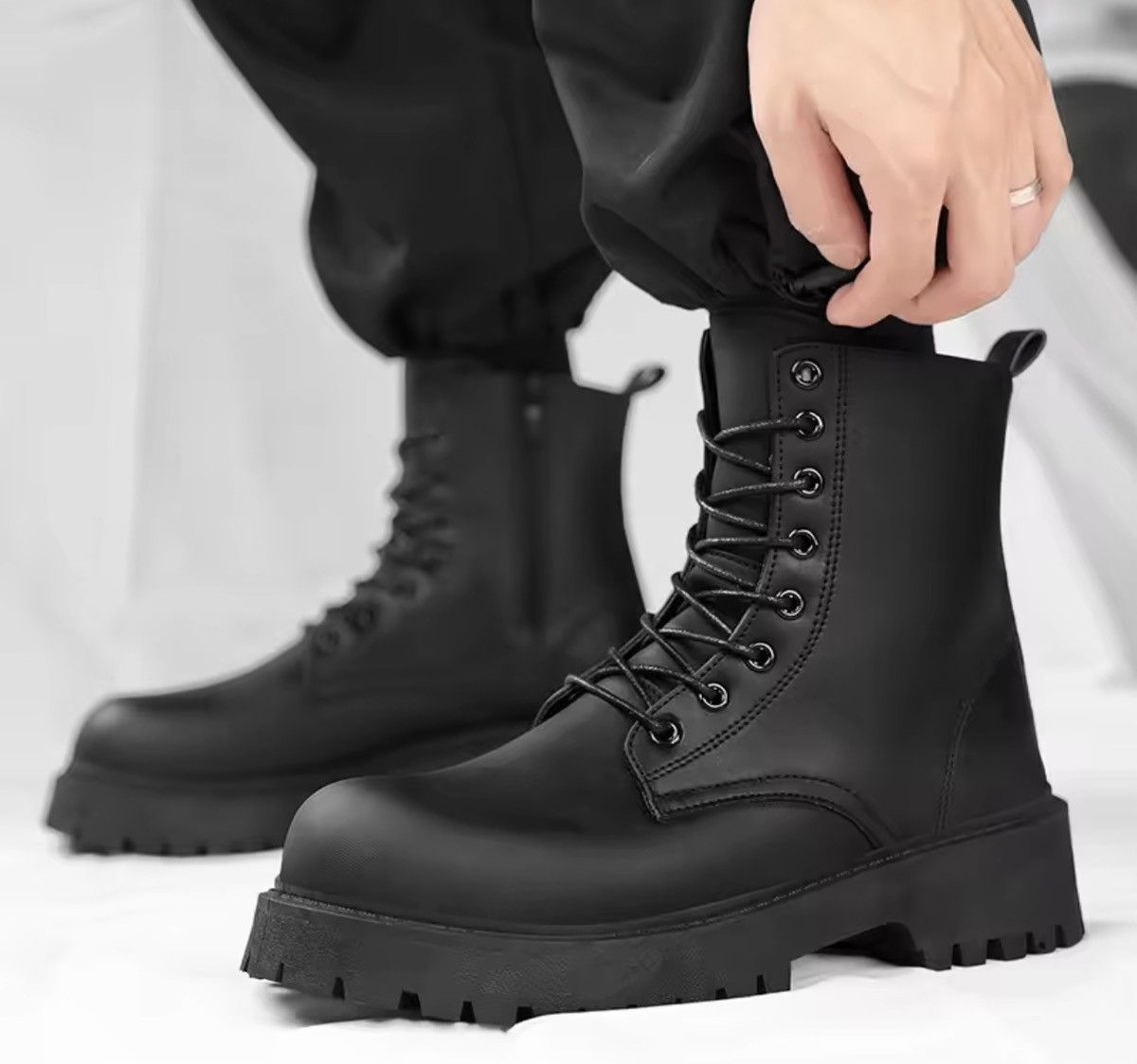 Japanese Brand Chunky Combat Boots • Cyber Grunge Platform Tactical Boots Size US 9.5 / EU 42-43 - 1 Thumbnail