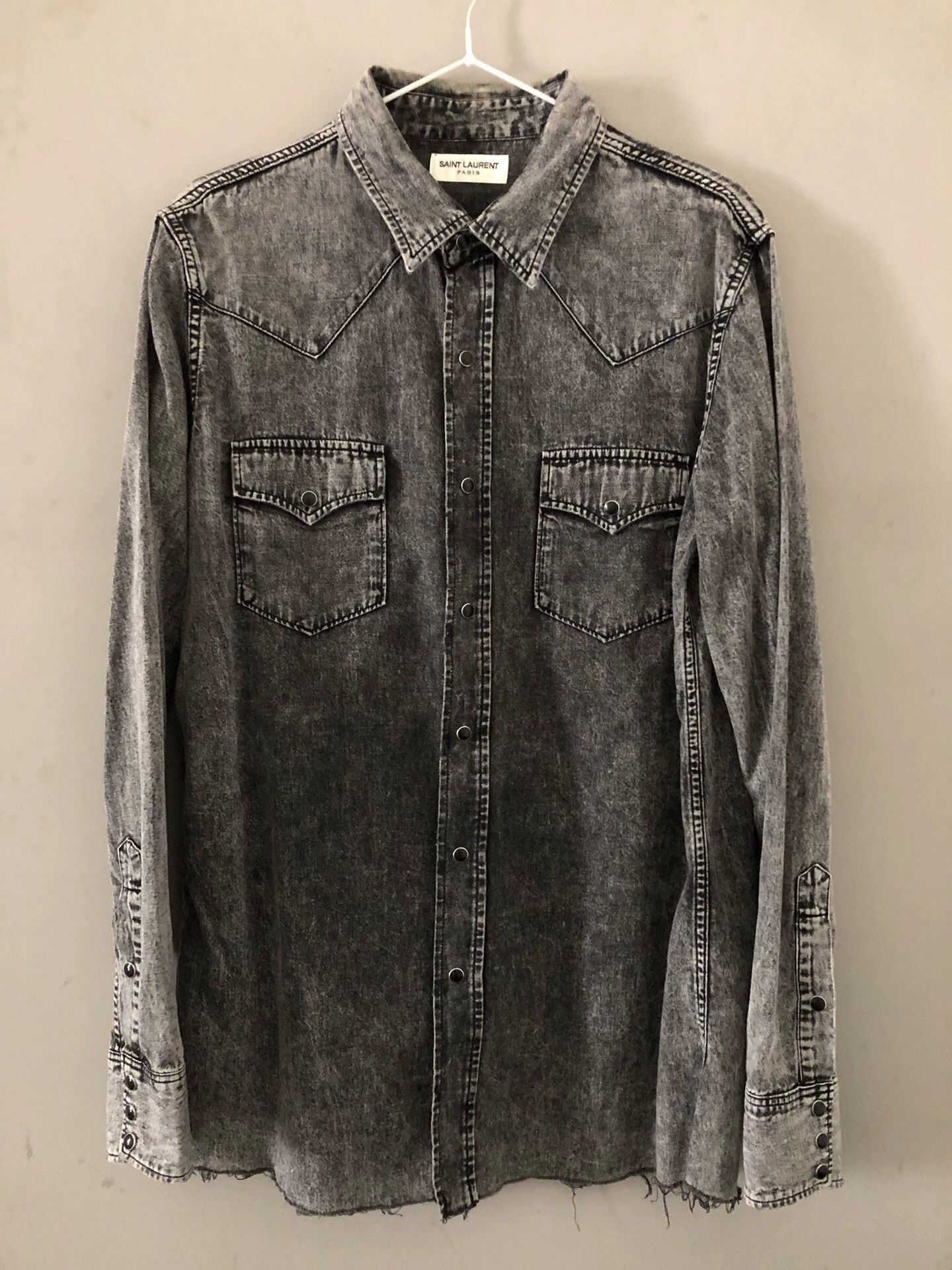 Saint Laurent Paris Saint Laurent 17ss Denim Shirt Hedi Cat Eye Western Ripped Size US M / EU 48-50 / 2 - 1 Thumbnail