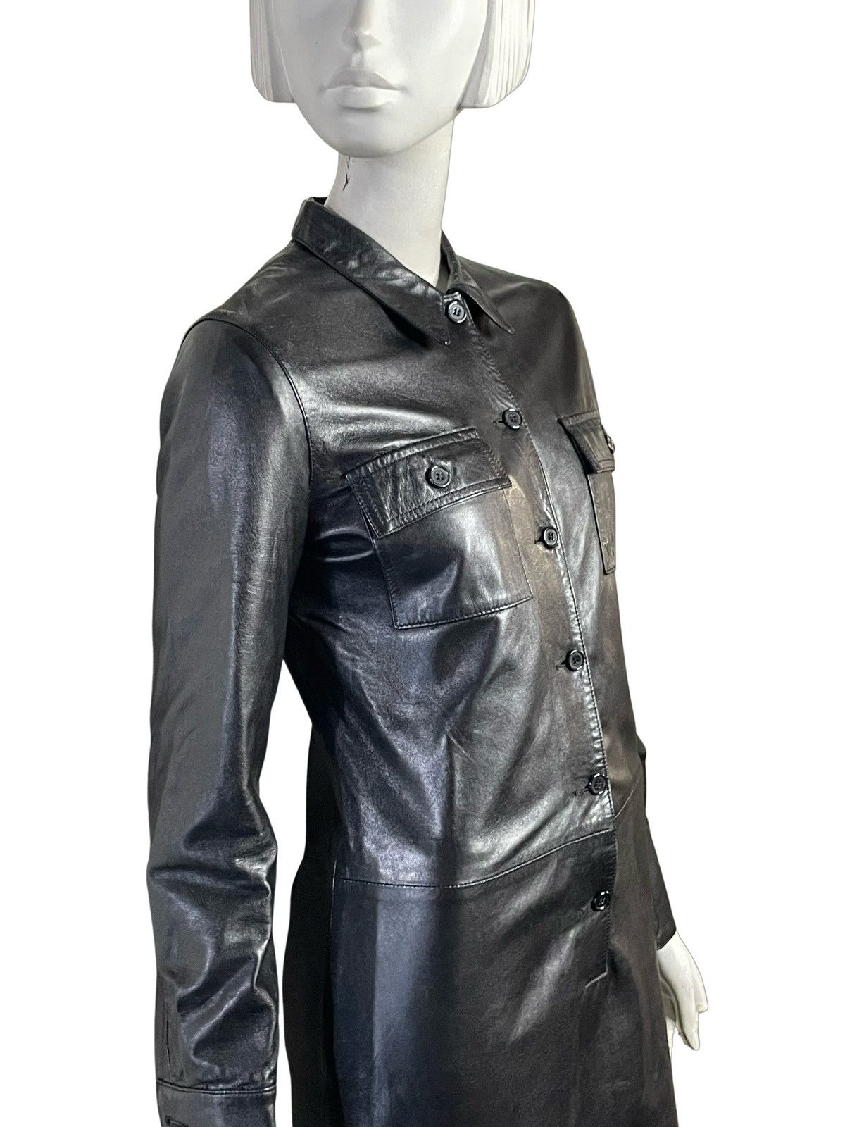 Helmut Lang Helmut Lang 1997 Leather Shirt Dress Size S / US 4 / IT 40 - 4 Thumbnail