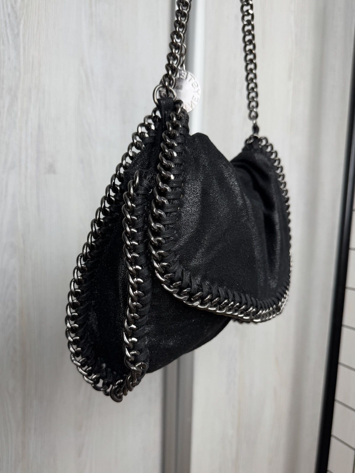 Stella McCartney STELLA MCCARTNEY Shaggy Deer Falabella Messenger Black Bag Size ONE SIZE - 4 Thumbnail