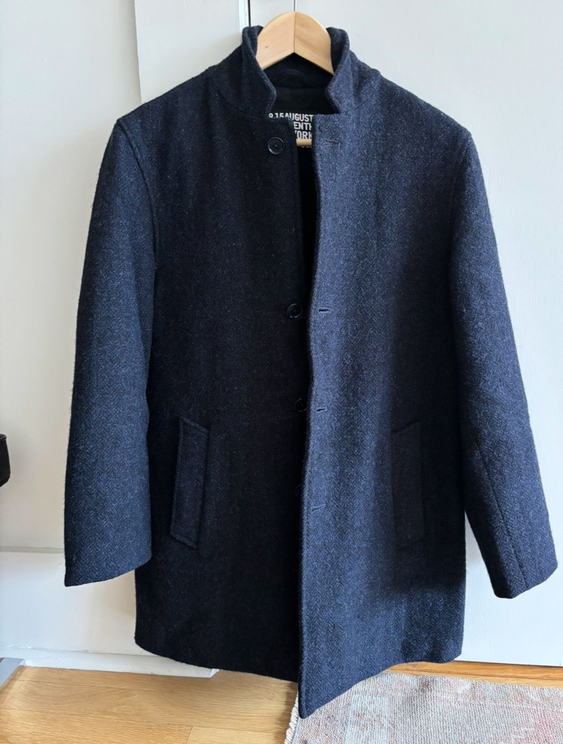 8.15 August Fifteenth Harris Tweed Wool Topper Topcoat Navy Mix Size US S / EU 44-46 / 1 - 2 Thumbnail