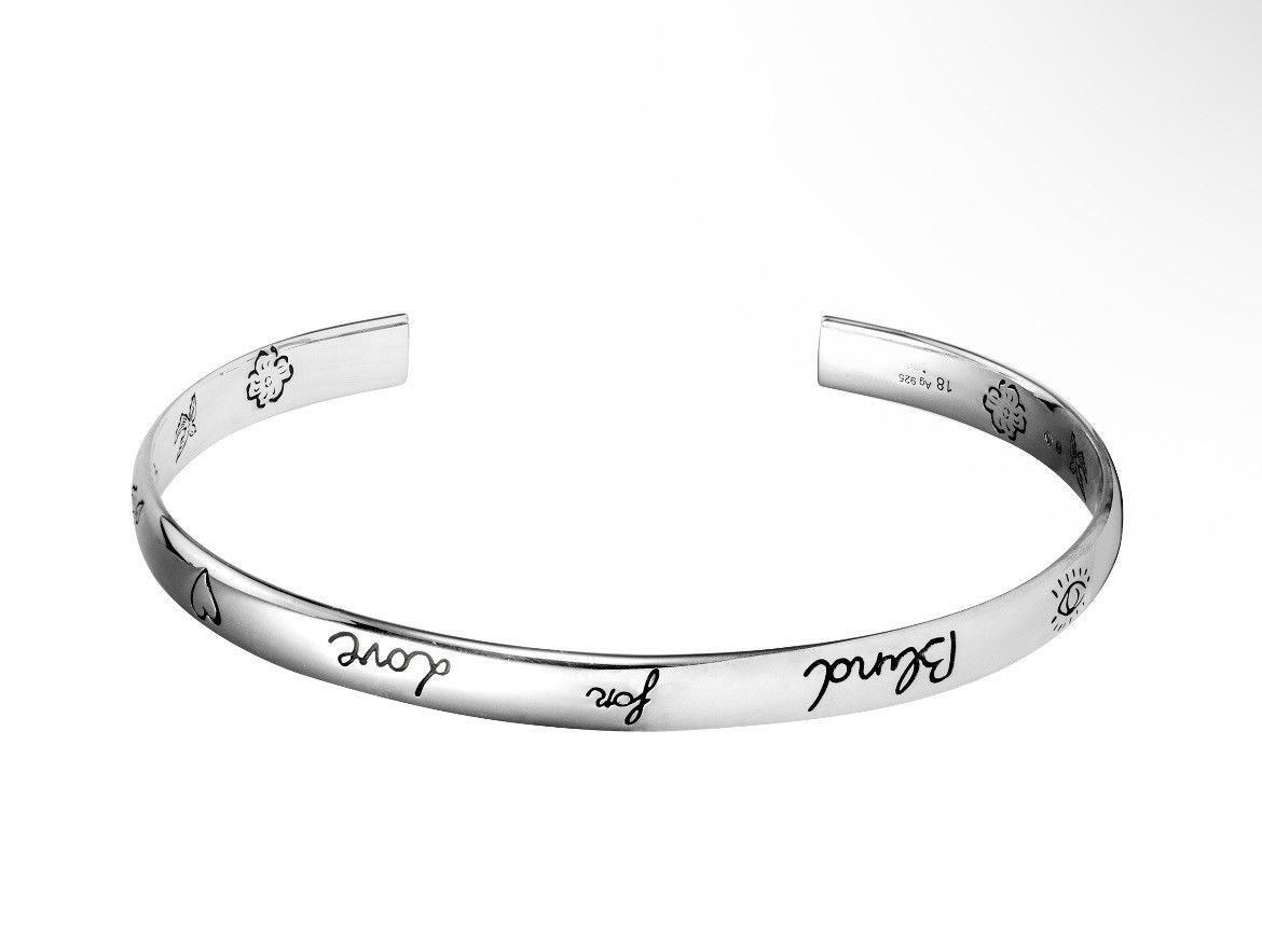 Gucci Gucci Blind for Love Silver Bangle Bracelet size 18 Size ONE SIZE - 1 Thumbnail