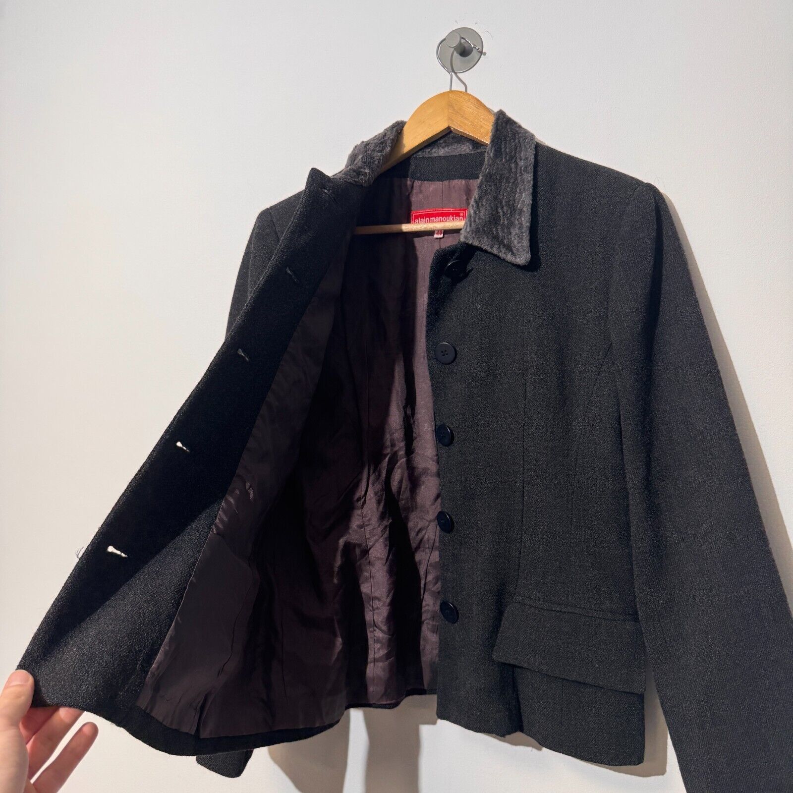 Vintage Alain Manoukian Black Gray Wool Blazer Jacket Size 48 IT Size US L / EU 52-54 / 3 - 14 Thumbnail