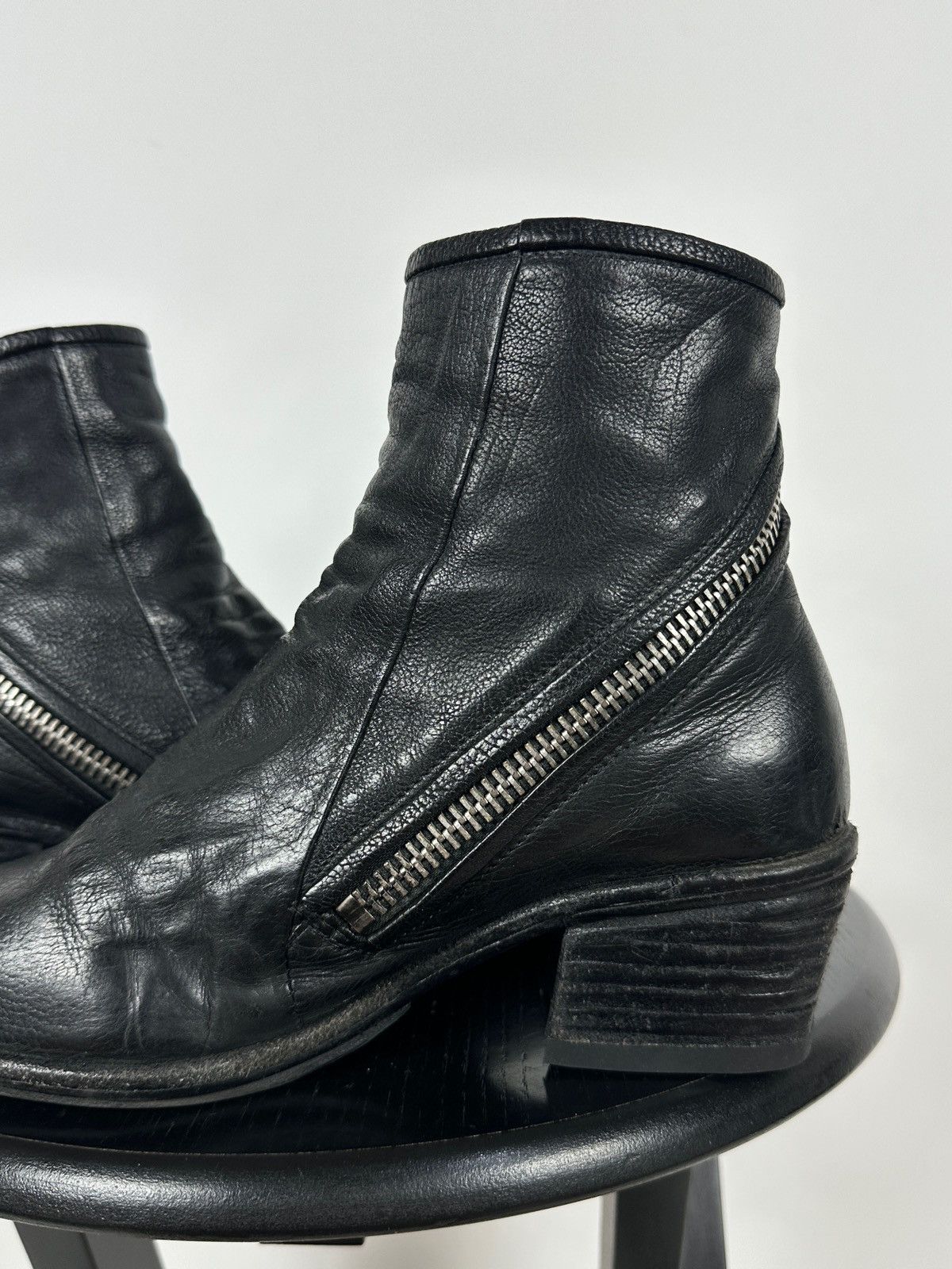 A.S.98 A.S.98 Black Leather Zipper Ankle Boots Size US 7 / IT 37 - 19 Thumbnail