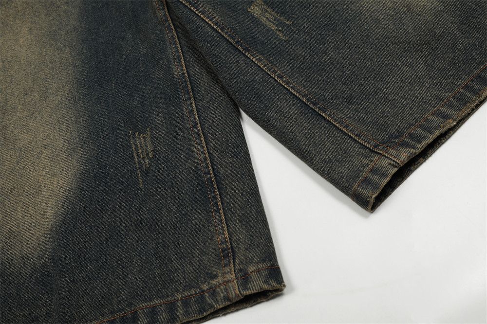 Japanese Brand × Jean American retro men's distressed washed loose denim shorts Size US 32 / EU 48 - 6 Thumbnail